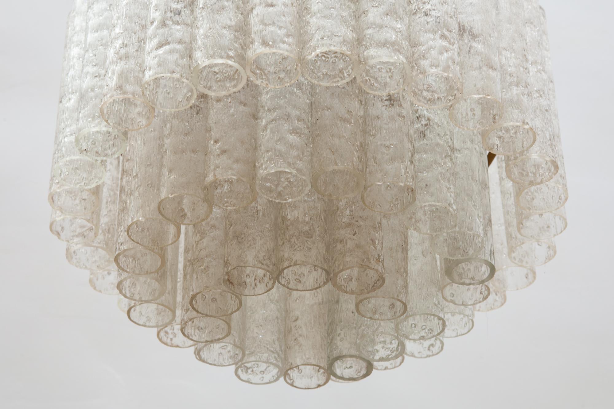 Doria Glass Tube Chandelier, 1960s, Germany In Good Condition In Antwerp, BE