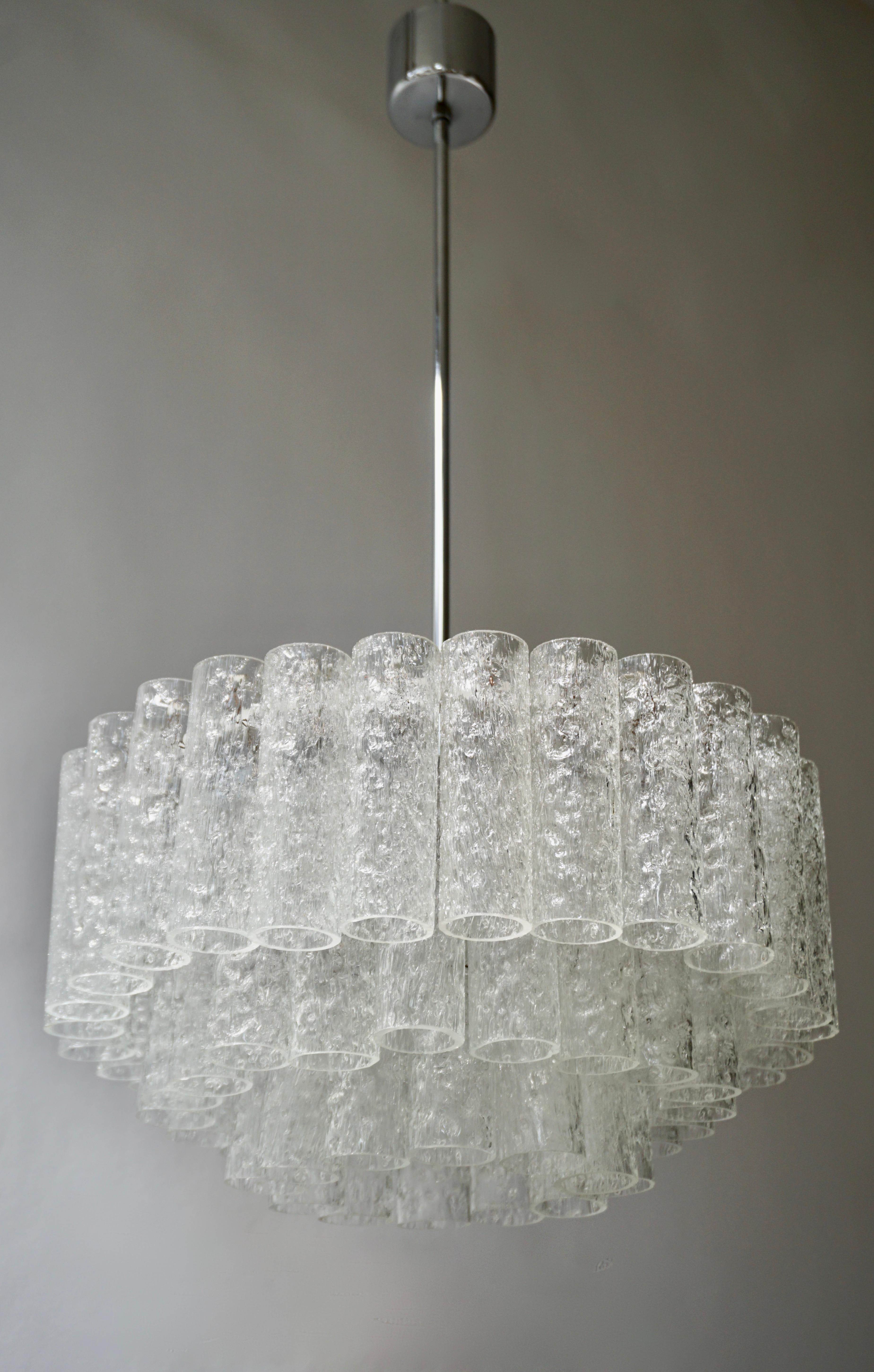 20th Century Doria Glass Tube Chandelier, 1960s, Germany For Sale