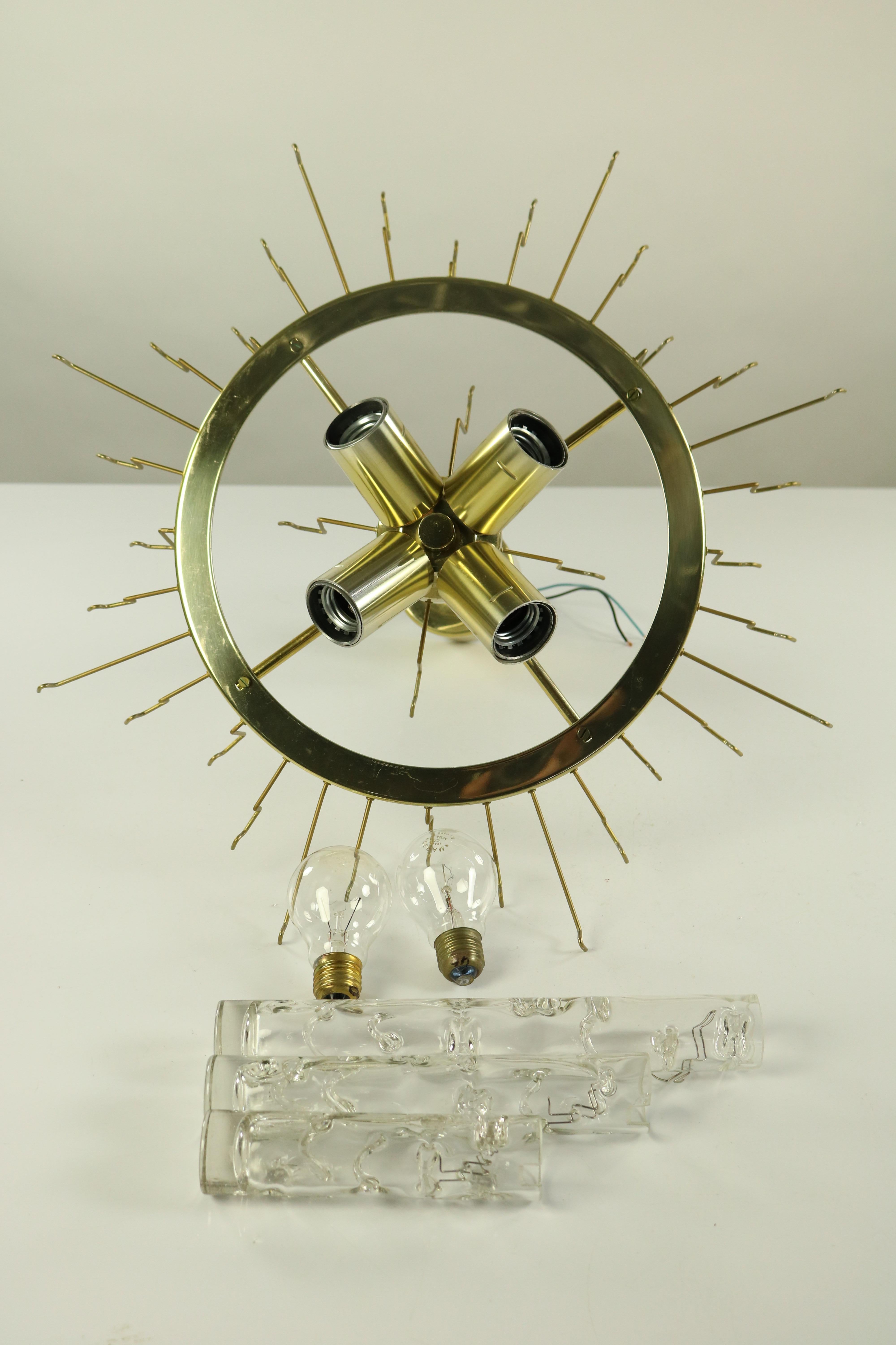 Doria Glass Tube Chandelier Pendant Lamp, 1960s, Mid-Century Modern 3