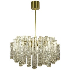 Doria Glass Tube Chandelier Pendant Lamp, 1960s, Mid-Century Modern