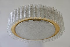 Doria Glass Tube Chandelier with Brass Surround, Germany