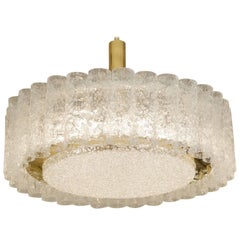 Doria Glass Tube Chandelier with Brass Surround (Two Available)