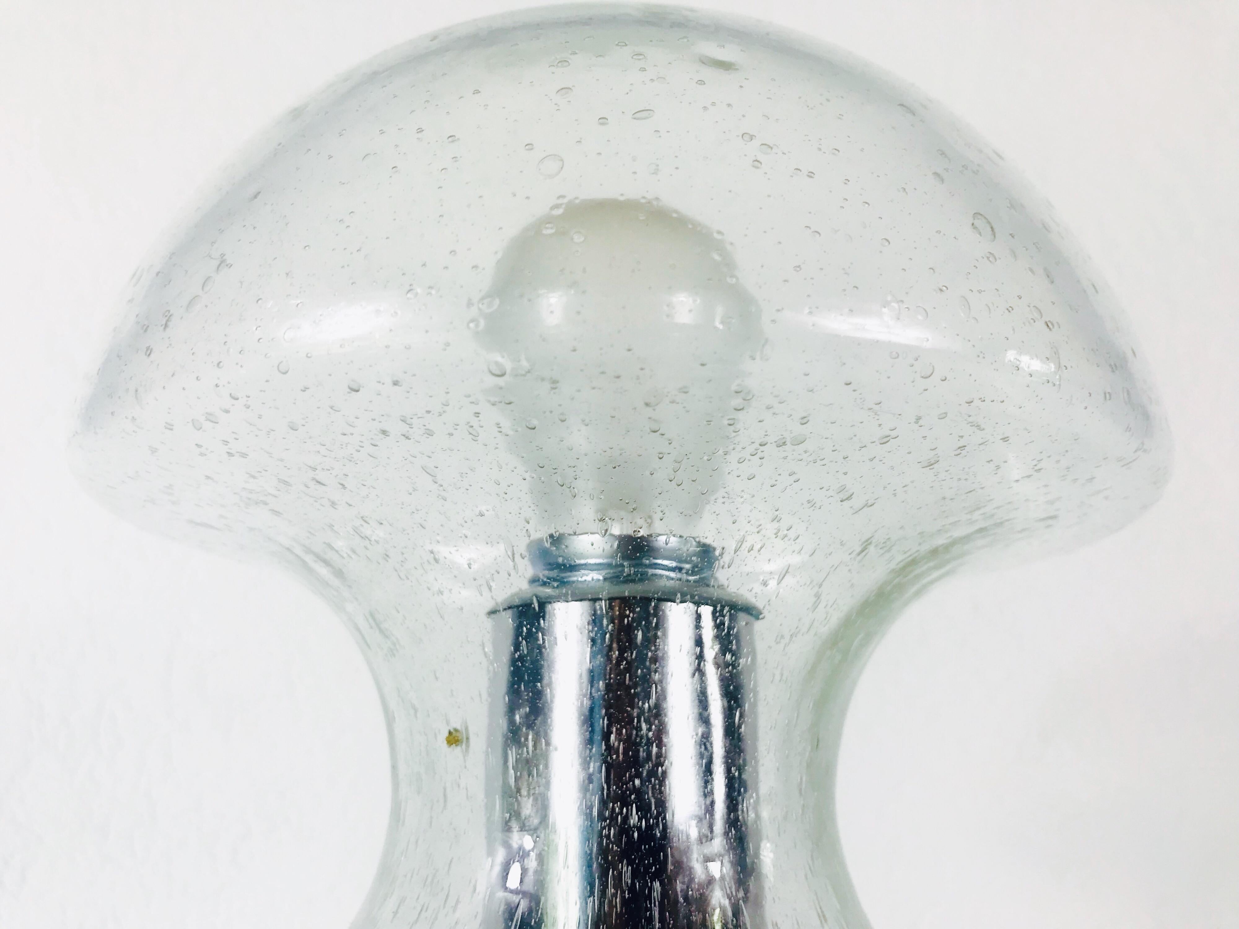 German Doria Ice Glass Table Lamp, circa 1970s For Sale
