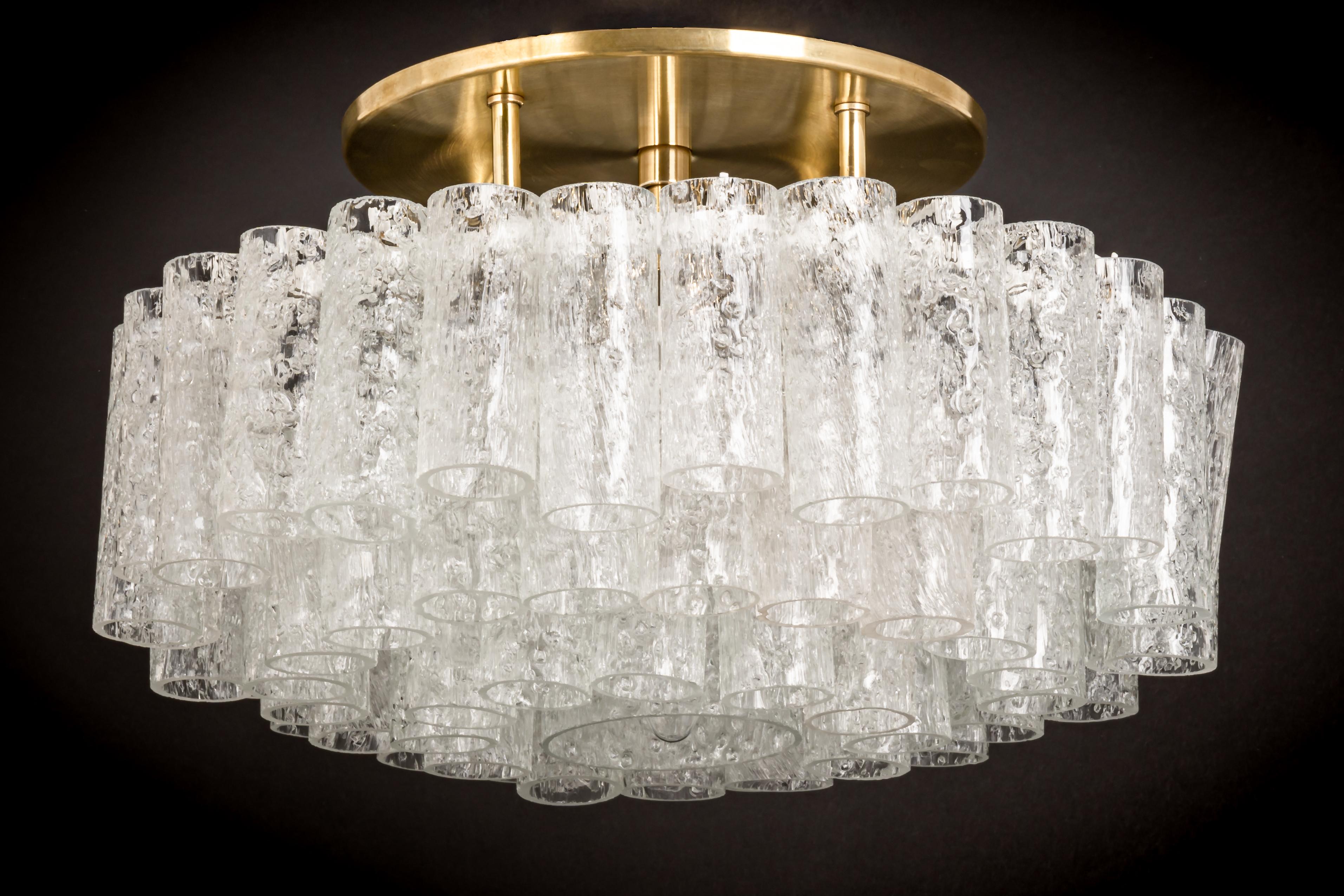 Mid-Century Modern Doria Ice Glass Tubes Chandelier, Germany, 1960s For Sale