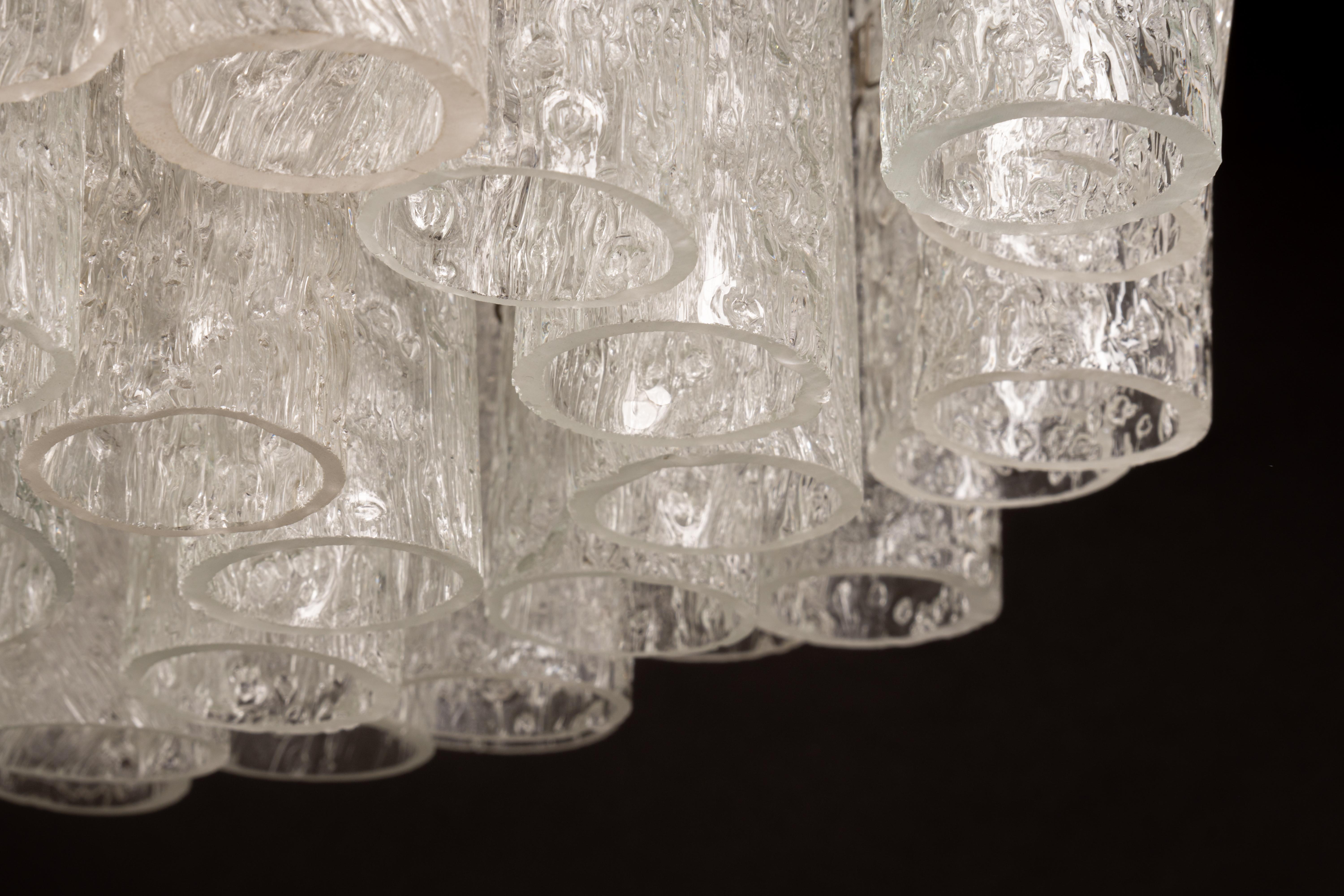 Doria Ice Glass Tubes Chandelier, Germany, 1960s In Good Condition For Sale In Aachen, NRW