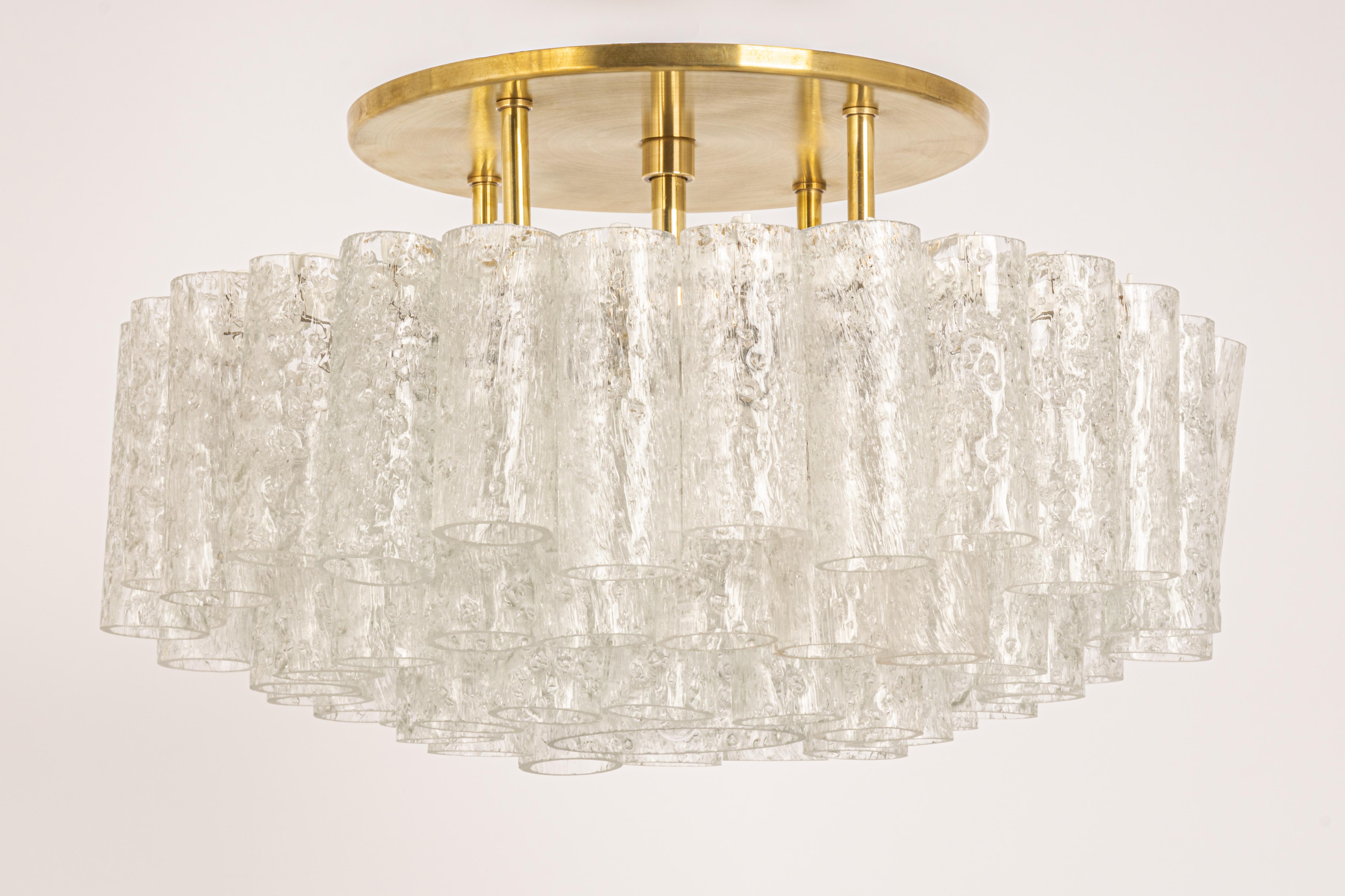 Murano Glass Doria Ice Glass Tubes Chandelier, Germany, 1960s For Sale