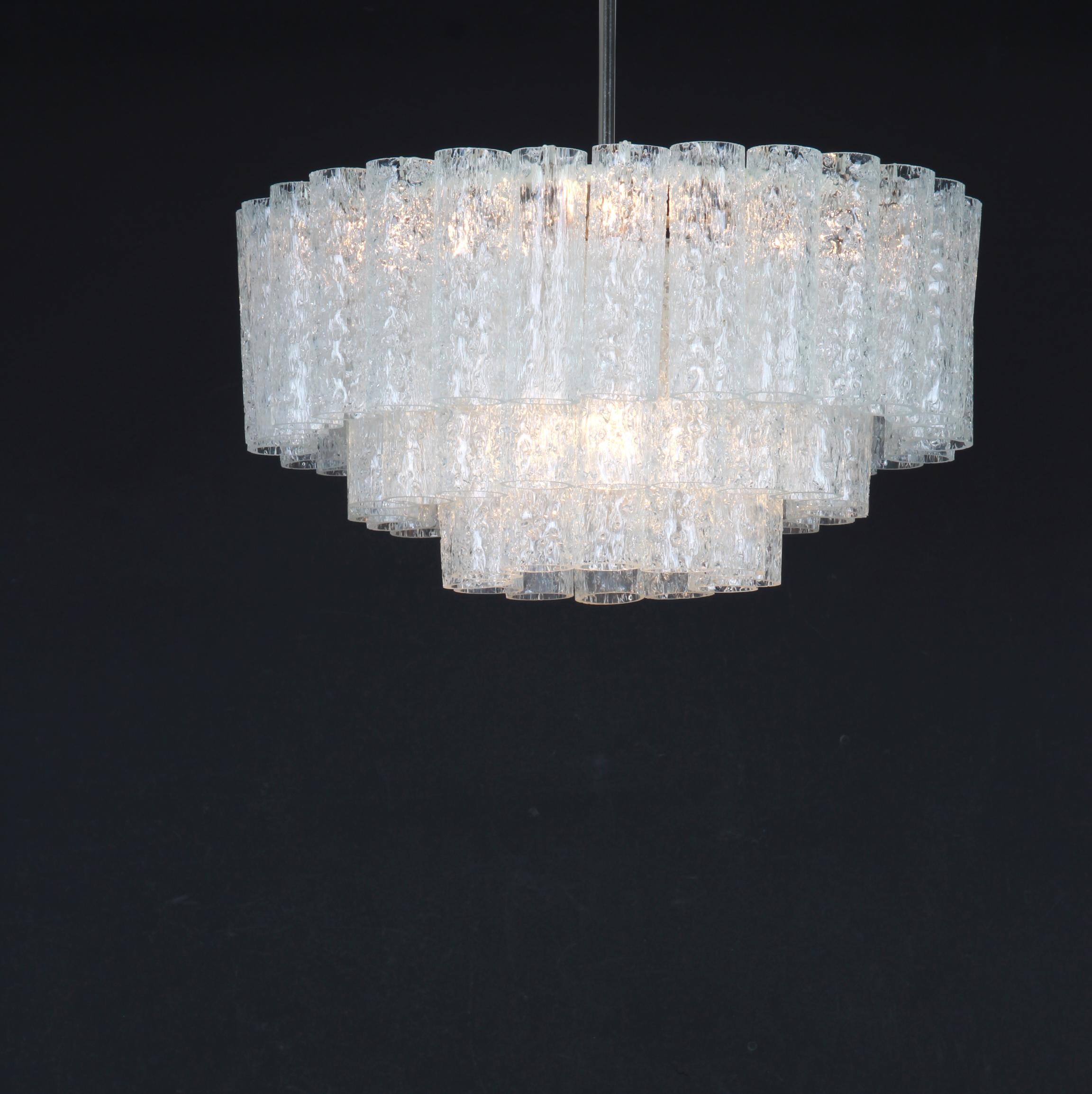 Murano Glass Doria Ice Glass Tubes Chandelier, Germany, 1960s For Sale