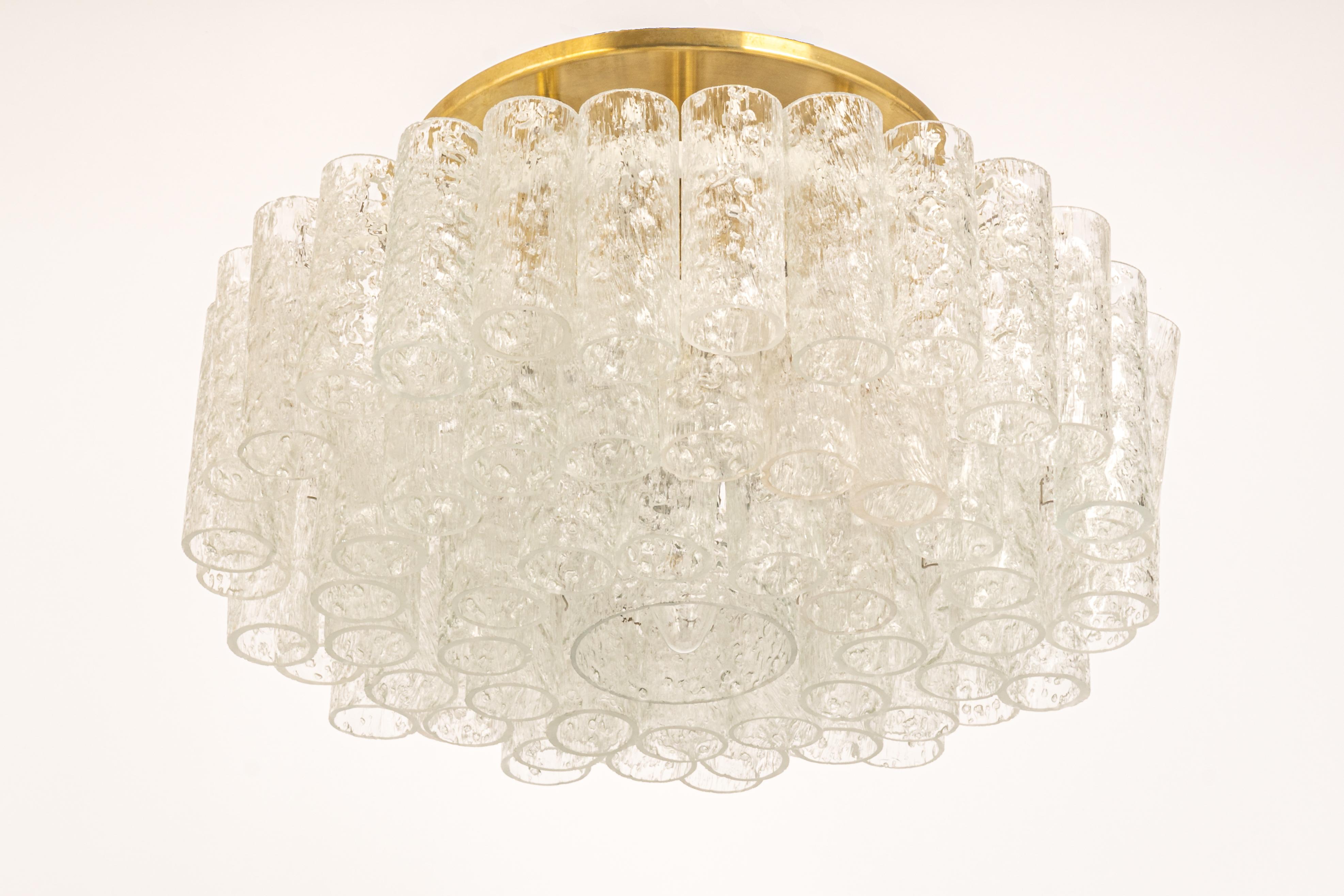 Doria Ice Glass Tubes Chandelier, Germany, 1960s For Sale 1
