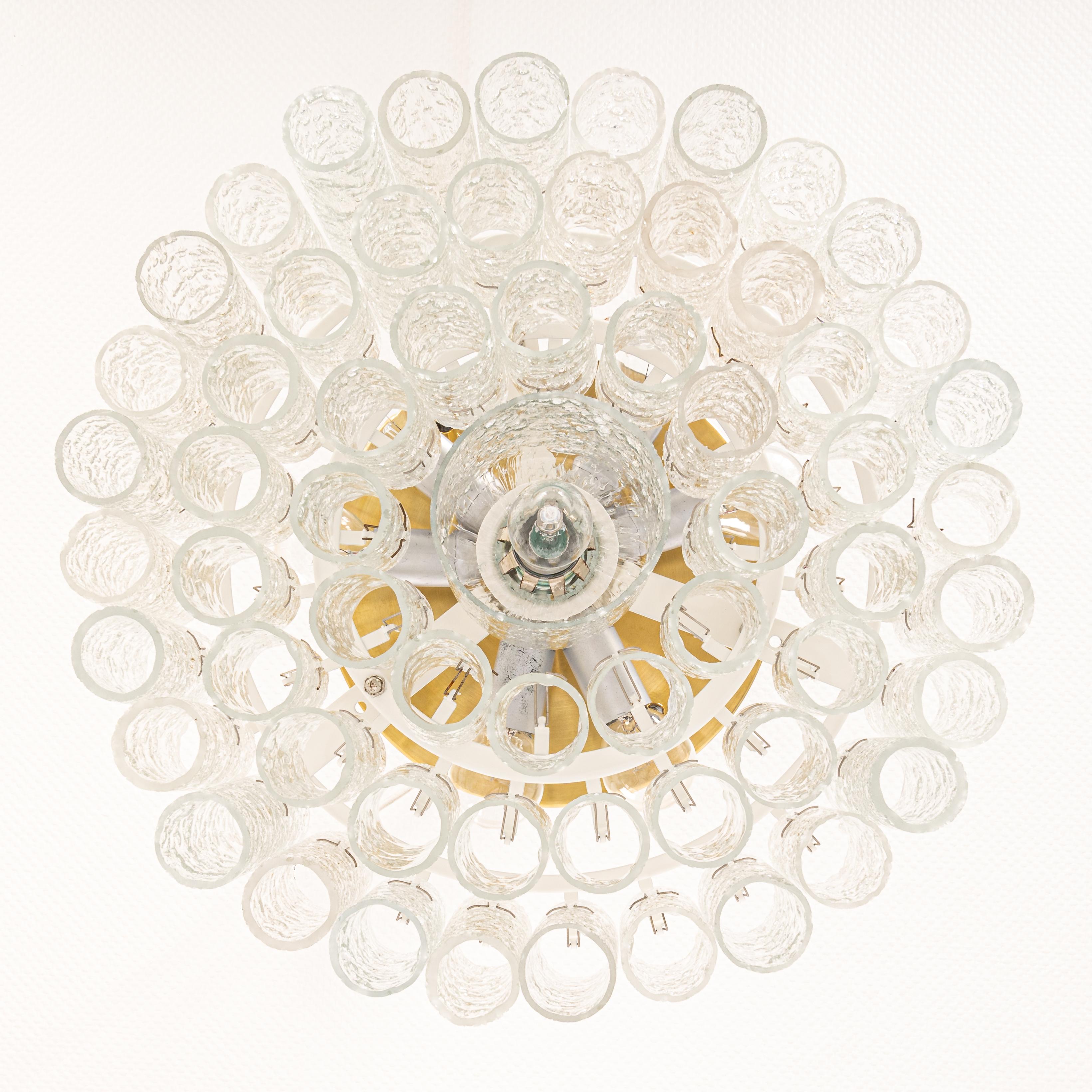 Doria Ice Glass Tubes Chandelier, Germany, 1960s For Sale 2