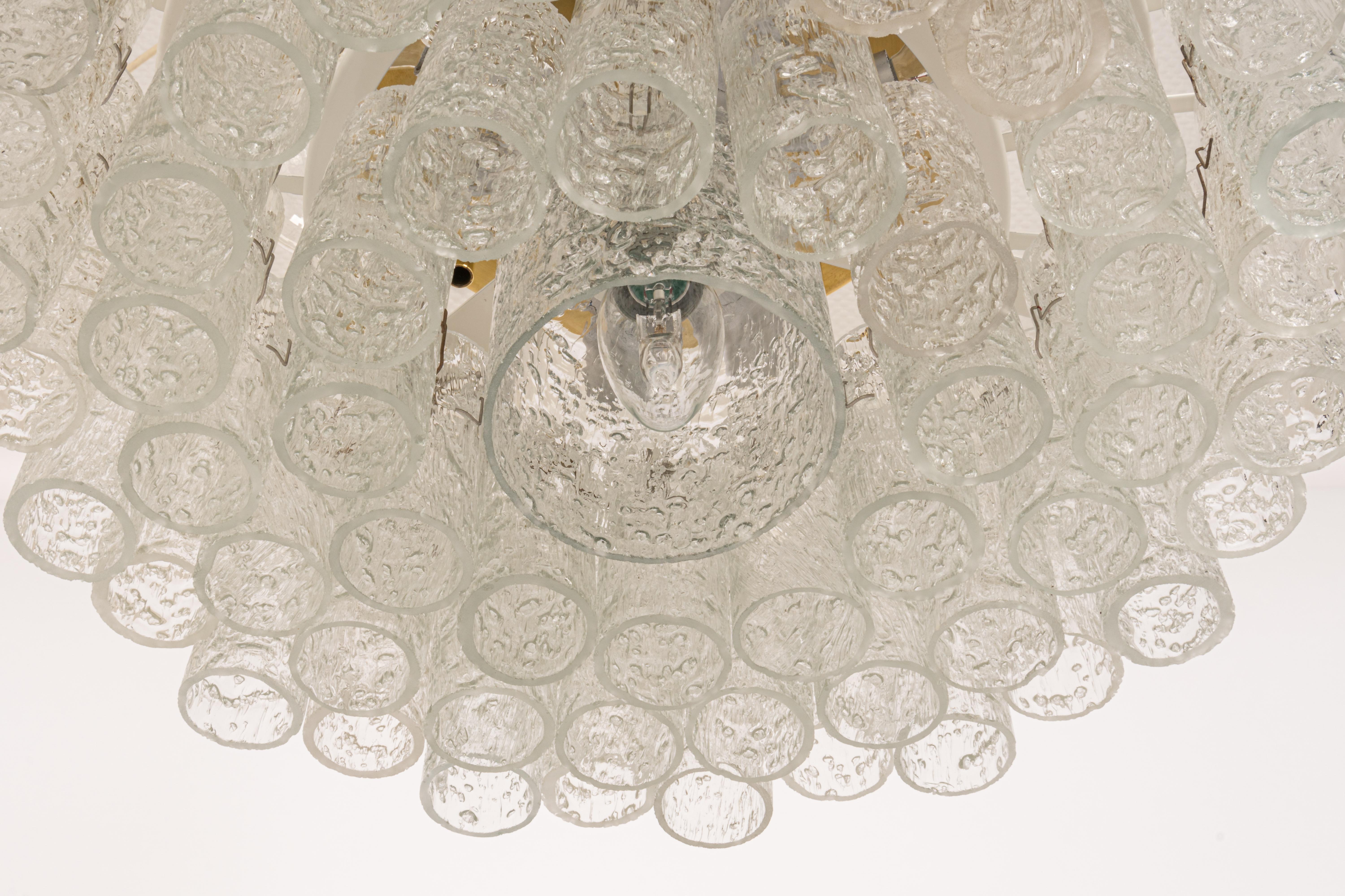 Doria Ice Glass Tubes Chandelier, Germany, 1960s For Sale 3