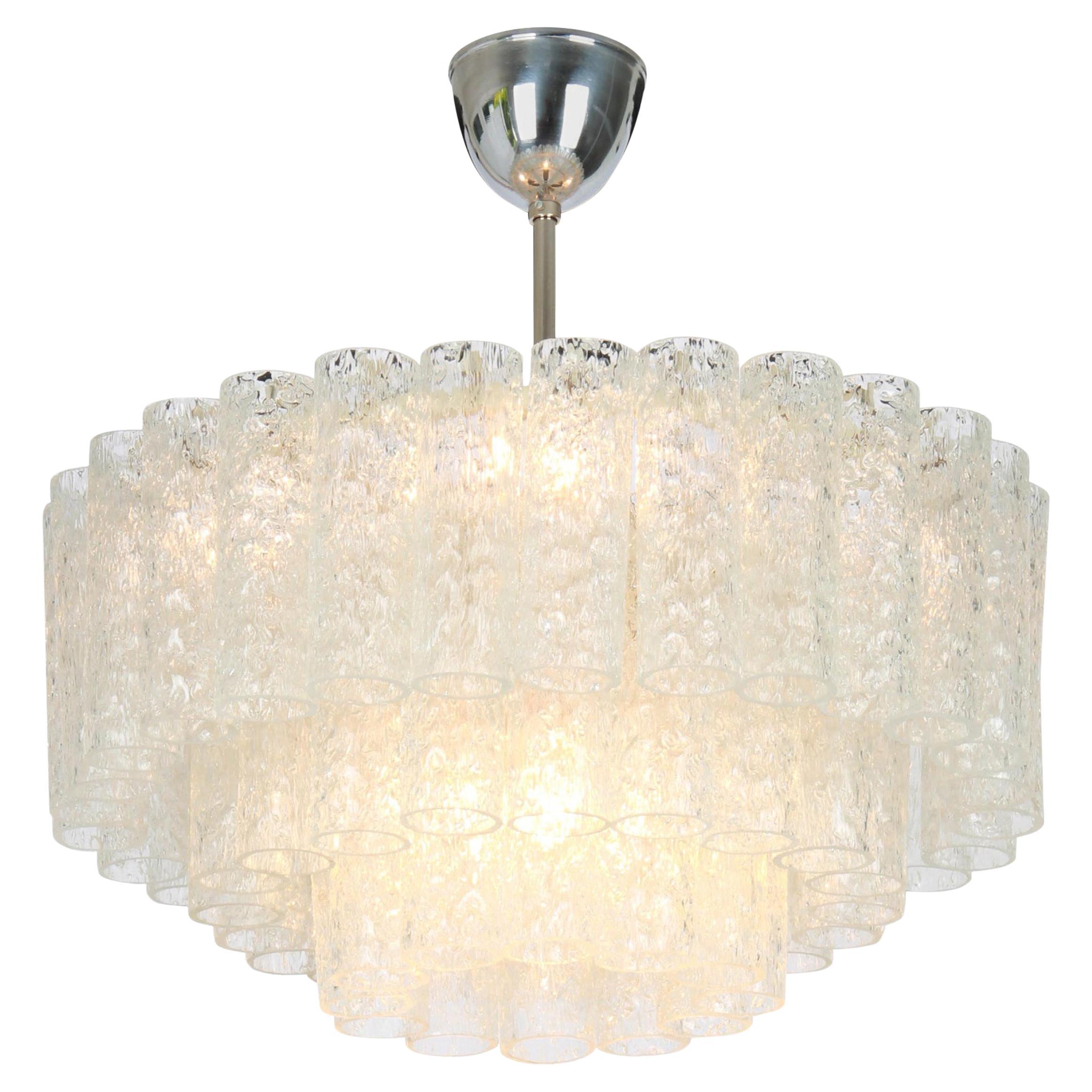 Doria Ice Glass Tubes Chandelier, Germany, 1960s For Sale
