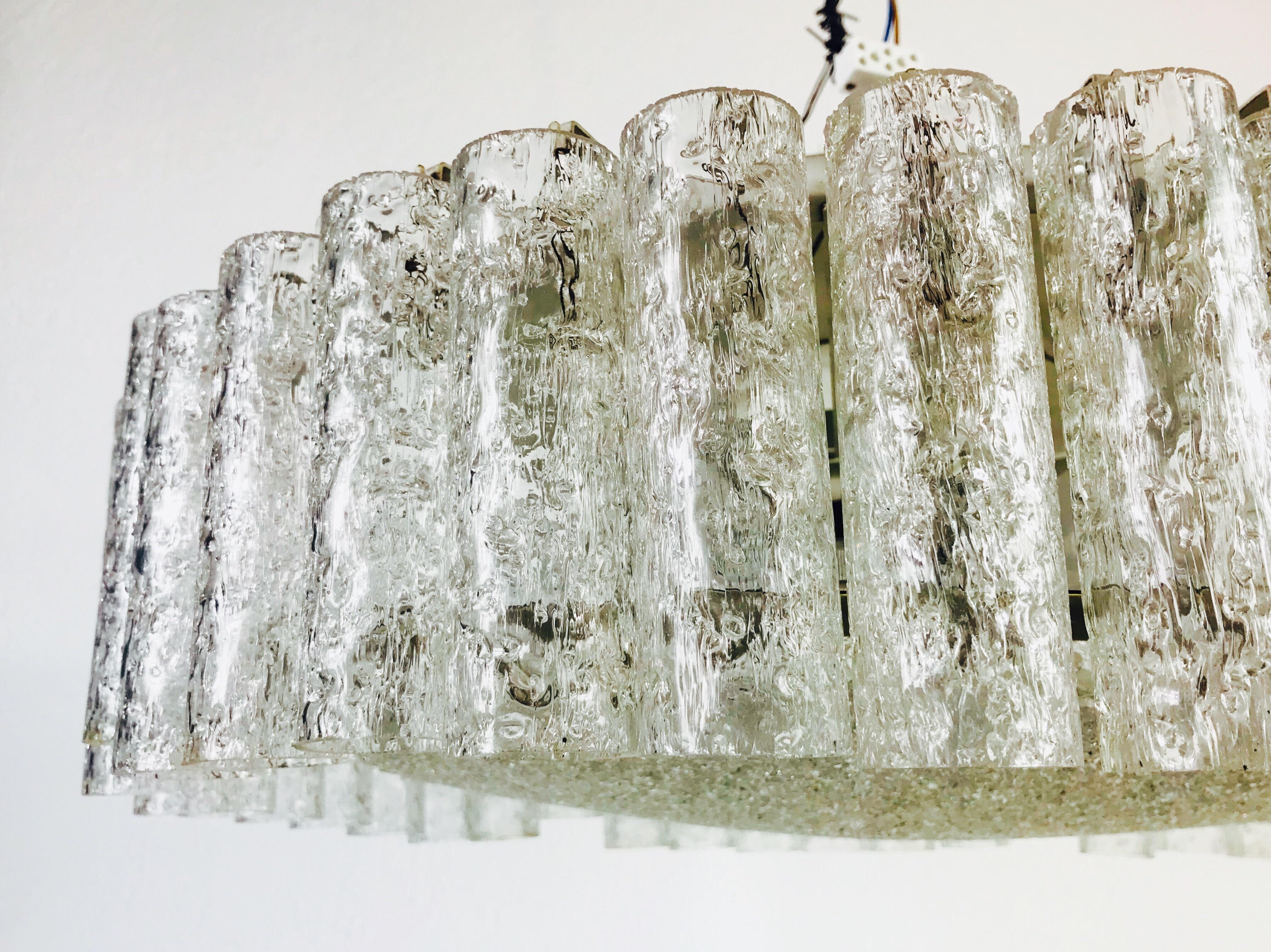 Mid-Century Modern Doria Large Crystal Ice Glass Flush Mount, circa 1960s