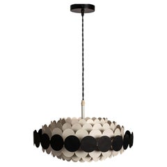 Doria Leuchten Black and White Disc Pendant Light, Germany, 1960s