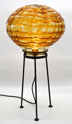 Doria Leuchten Stehleuchte mit Murano Glasschirm, Mid-Century Stil