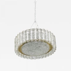 Deutscher Kronleuchter aus mundgeblasenem Glas und Messing, Mid-Century Modern, Doria Leuchten