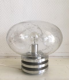 Doria Leuchten Germany Space Age Table Lamp with Handblown Bubbleglass