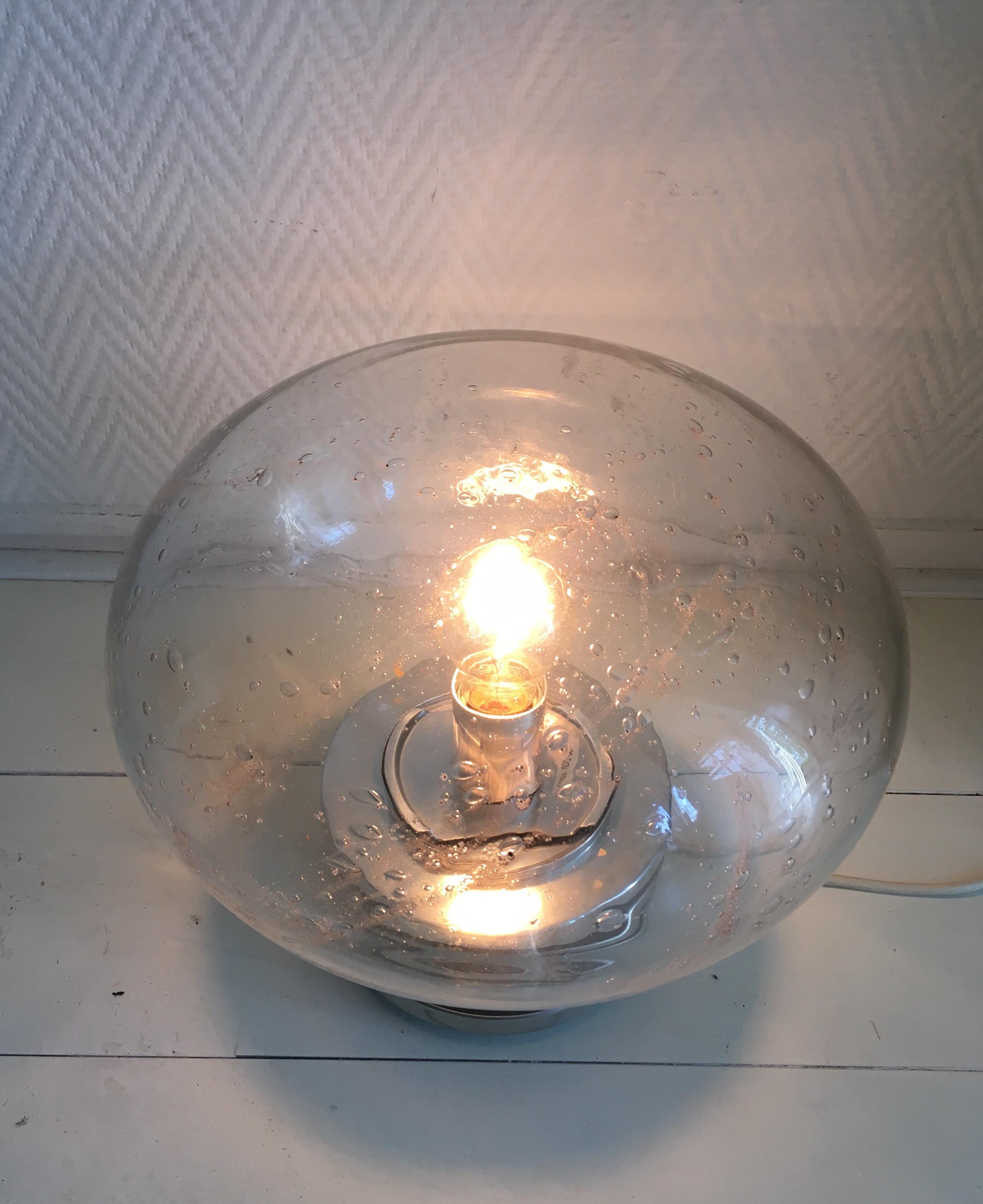 Doria Leuchten Germany Space Age Table Lamp with Handblown Bubbleglass For Sale 1