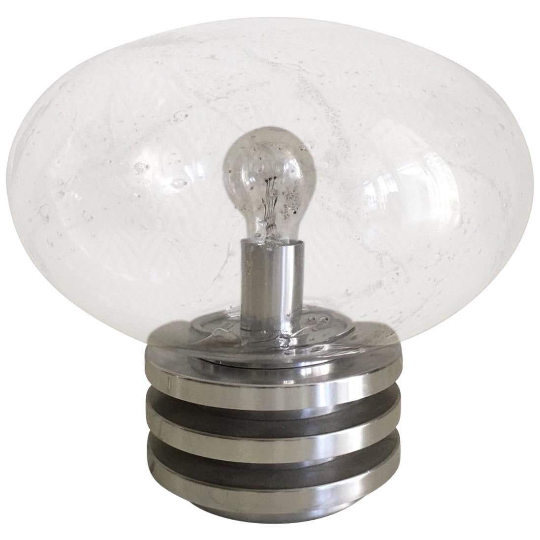 Doria Leuchten Germany Space Age Table Lamp with Handblown Bubbleglass