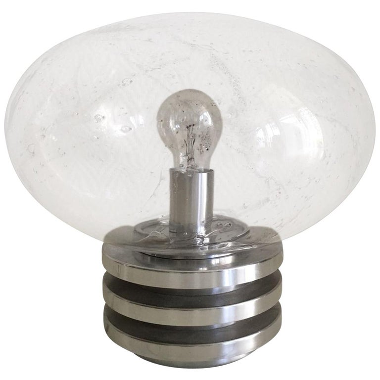 Doria Leuchten Germany Space Age Table Lamp with Handblown Bubbleglass For  Sale at 1stDibs