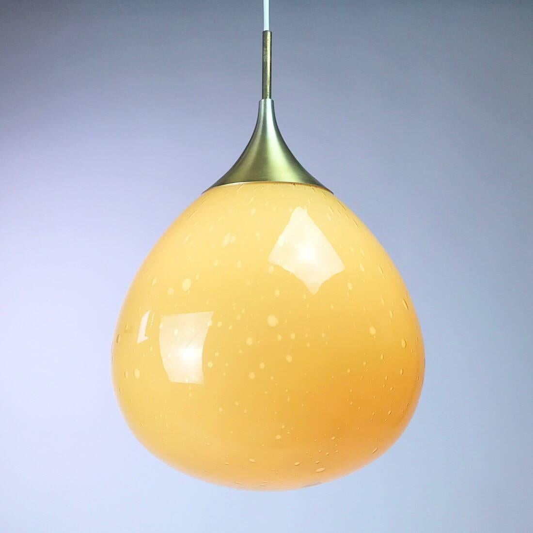 Brass Doria Leuchten Glass Ceiling Pendant, 1960s