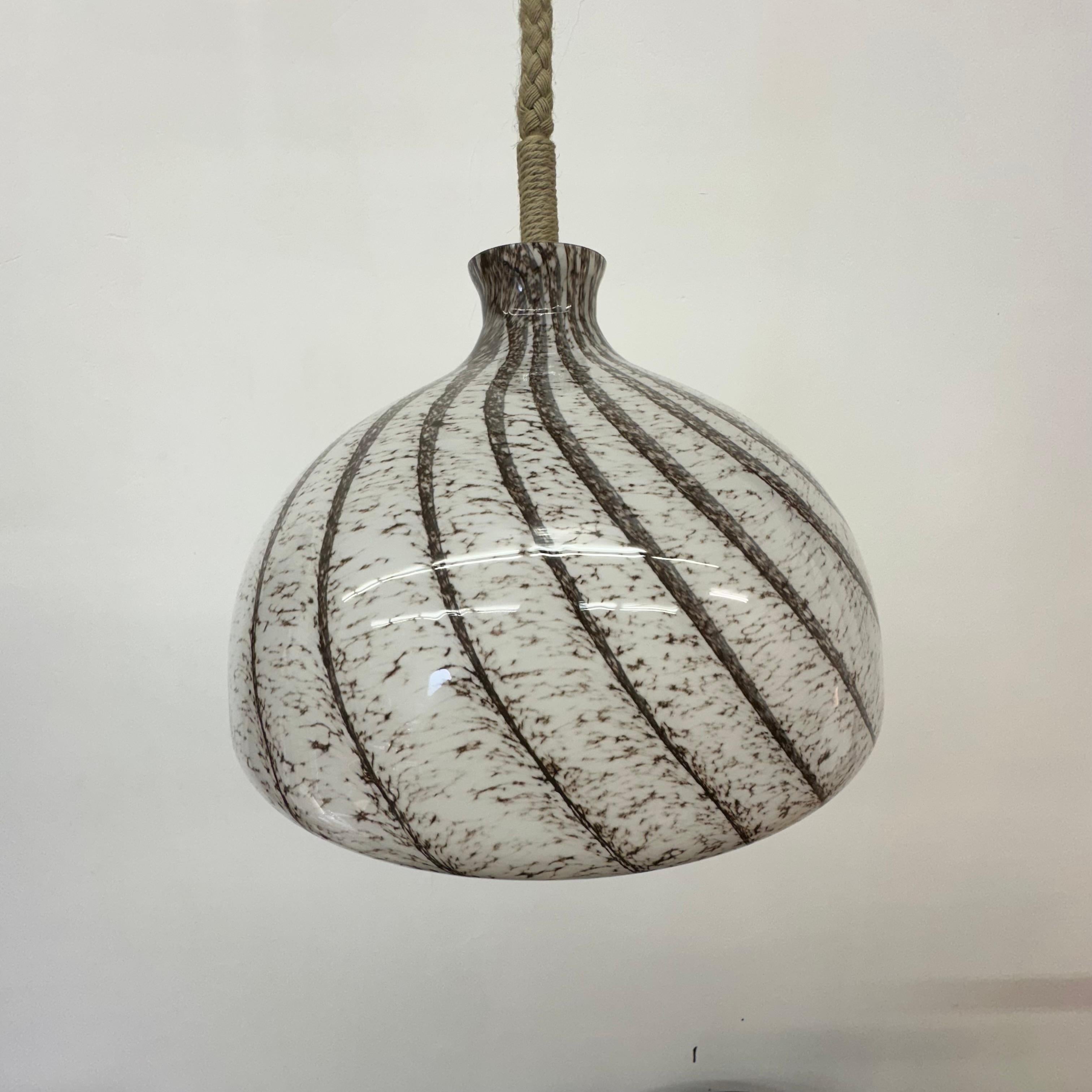 Mid-Century Modern Doria Leuchten glass hanging lamp , 1970s For Sale