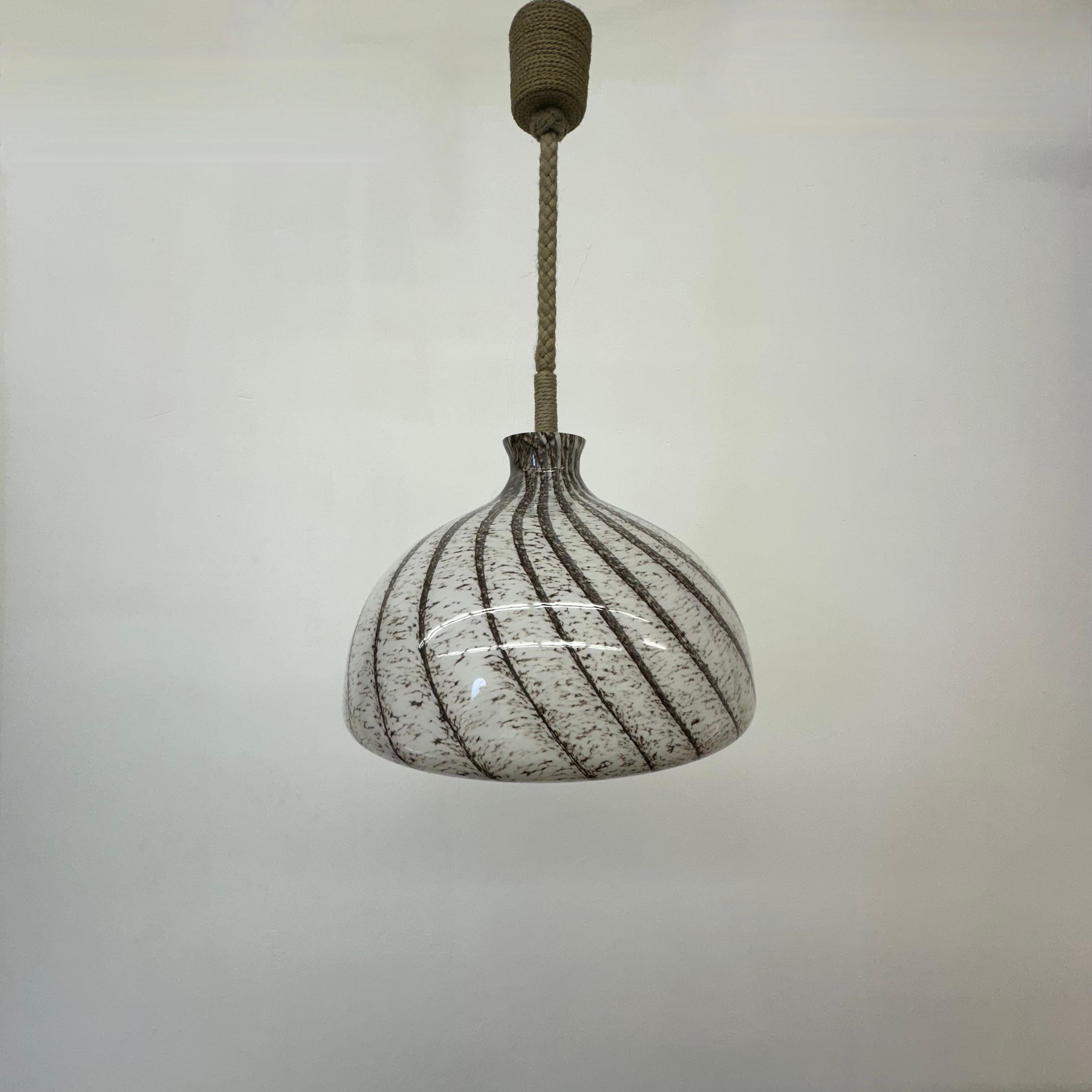 German Doria Leuchten glass hanging lamp , 1970s For Sale