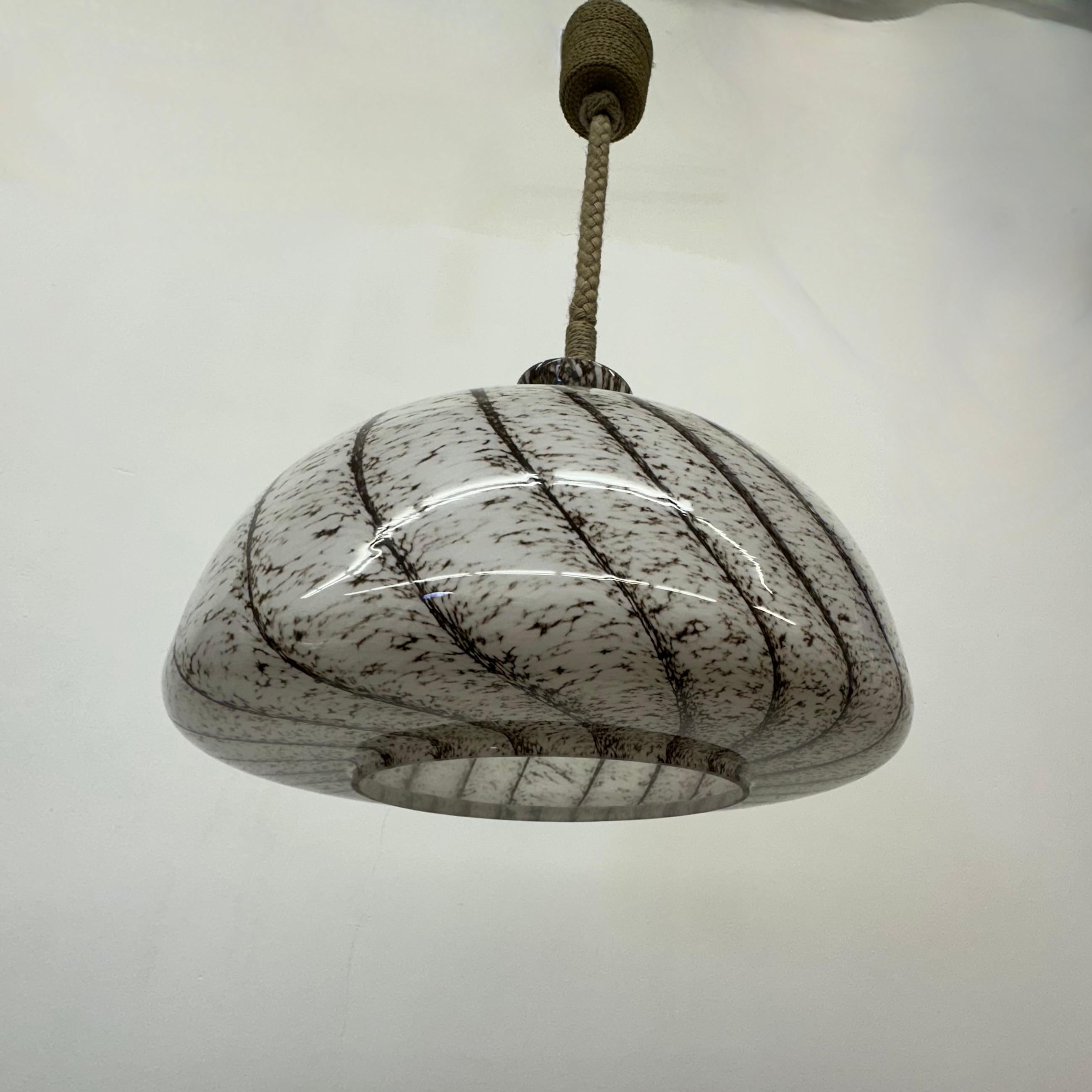 Doria Leuchten glass hanging lamp , 1970s In Good Condition For Sale In Delft, NL