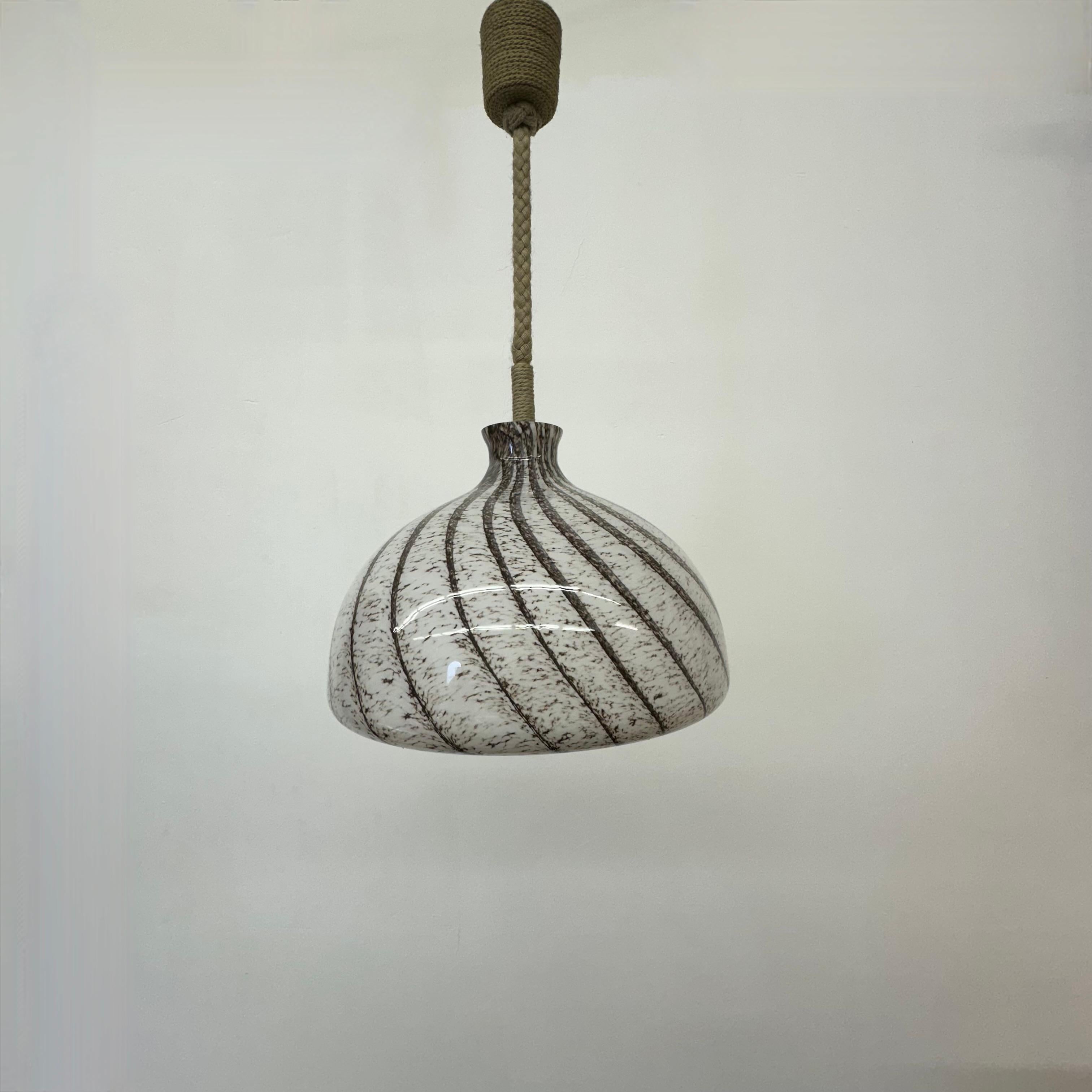 Late 20th Century Doria Leuchten glass hanging lamp , 1970s For Sale