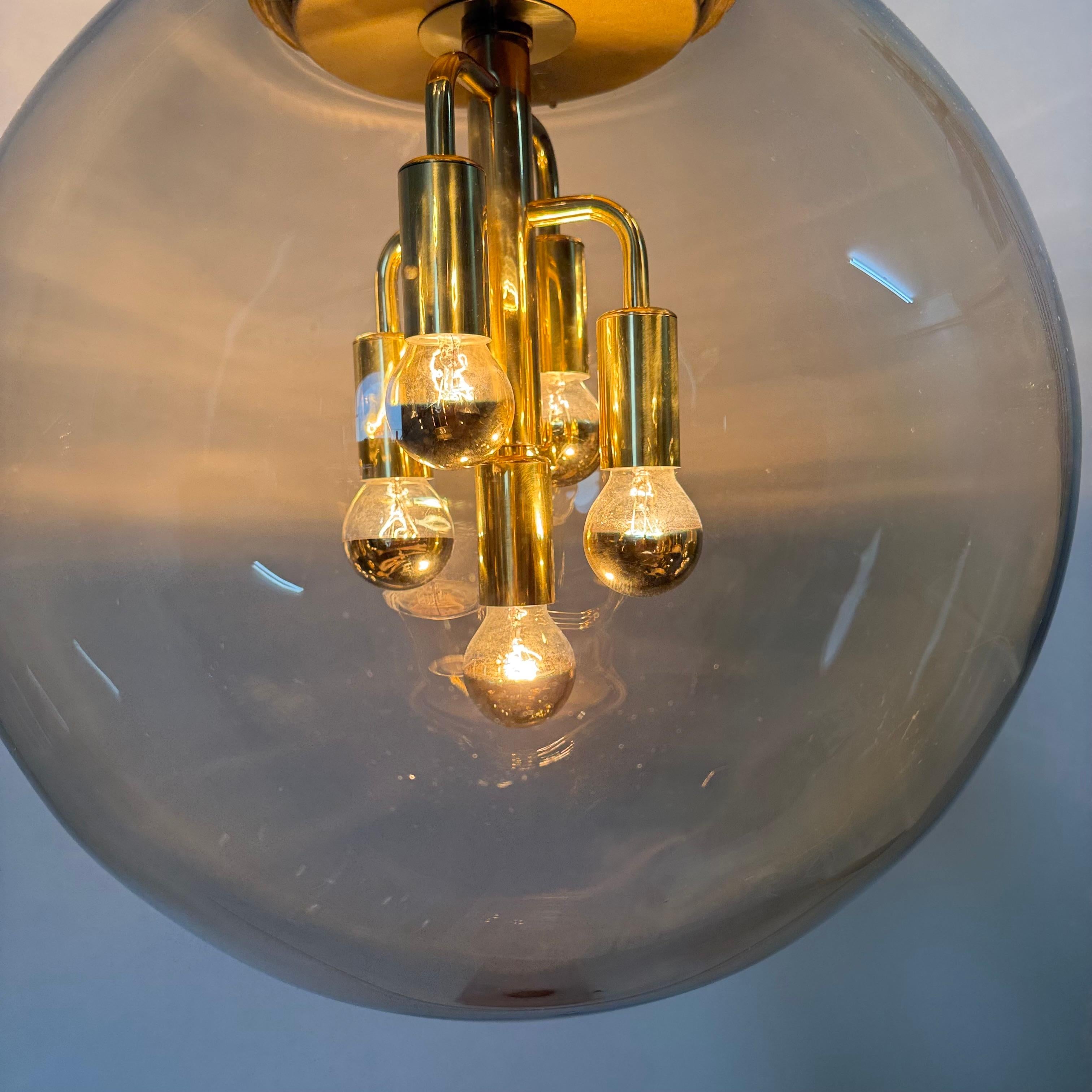 Doria Leuchten globe glass hanging lamp , 1970s For Sale 3