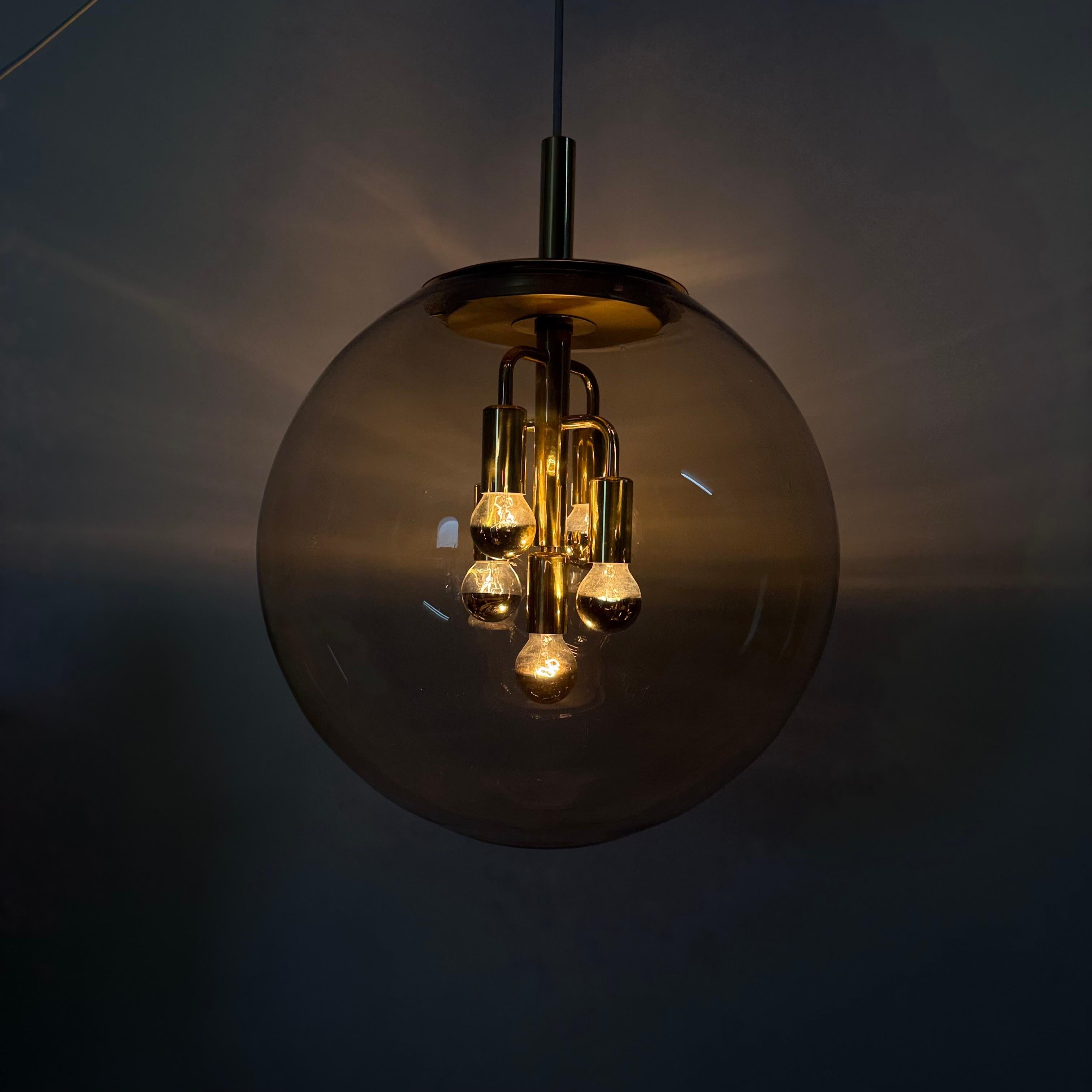 Doria Leuchten globe glass hanging lamp , 1970s For Sale 5