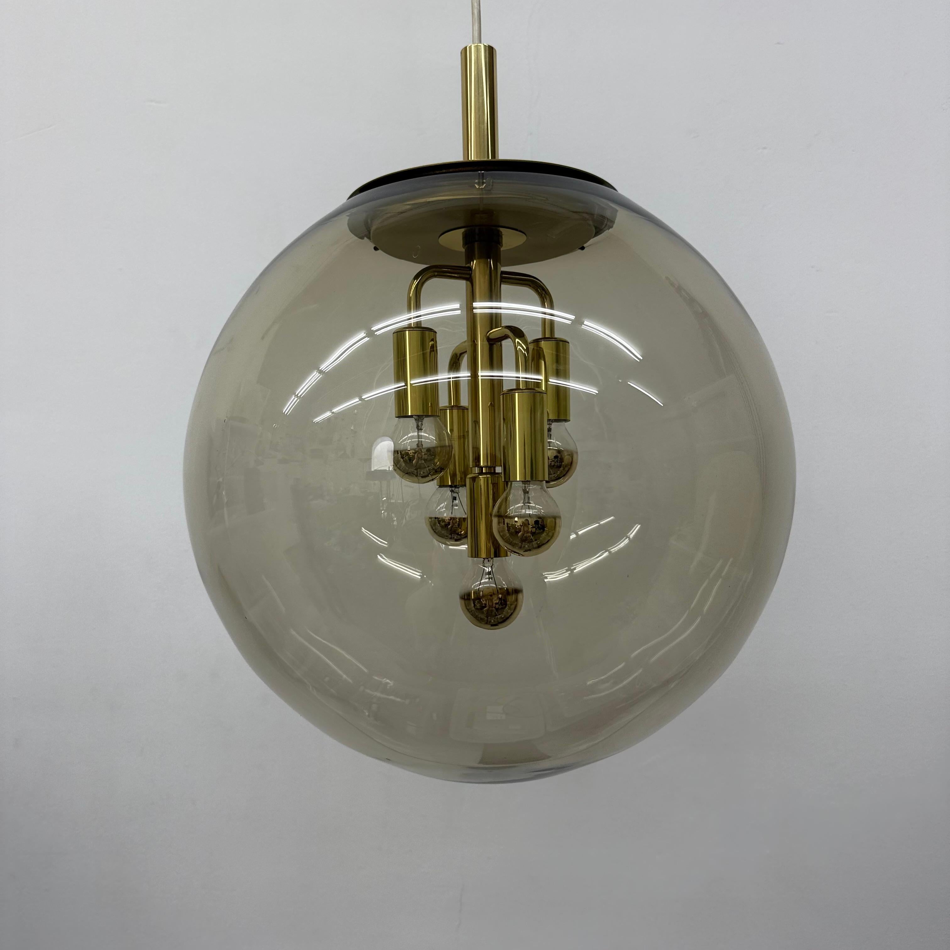 Doria Leuchten globe glass hanging lamp , 1970s For Sale 8