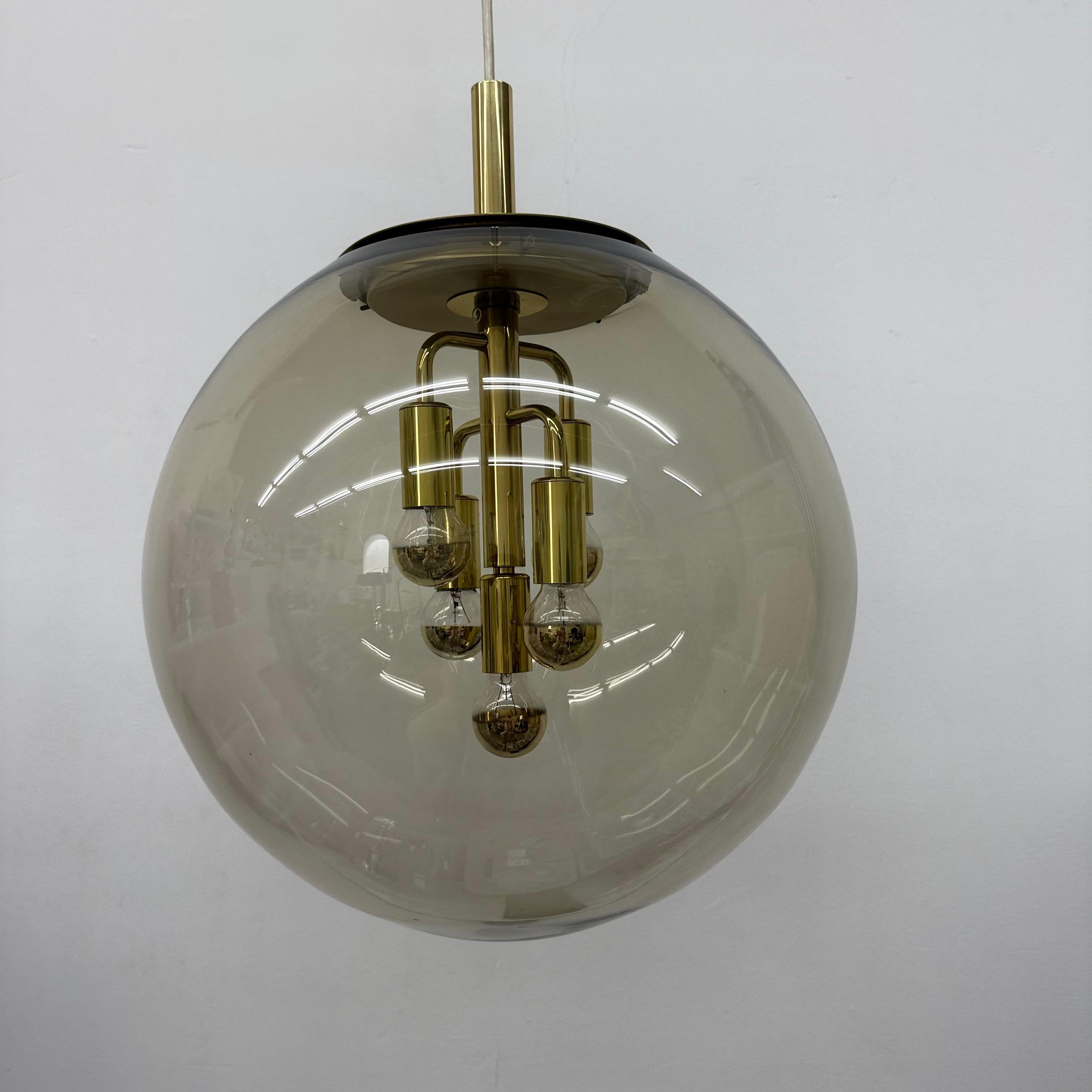 Doria Leuchten globe glass hanging lamp , 1970s For Sale 10