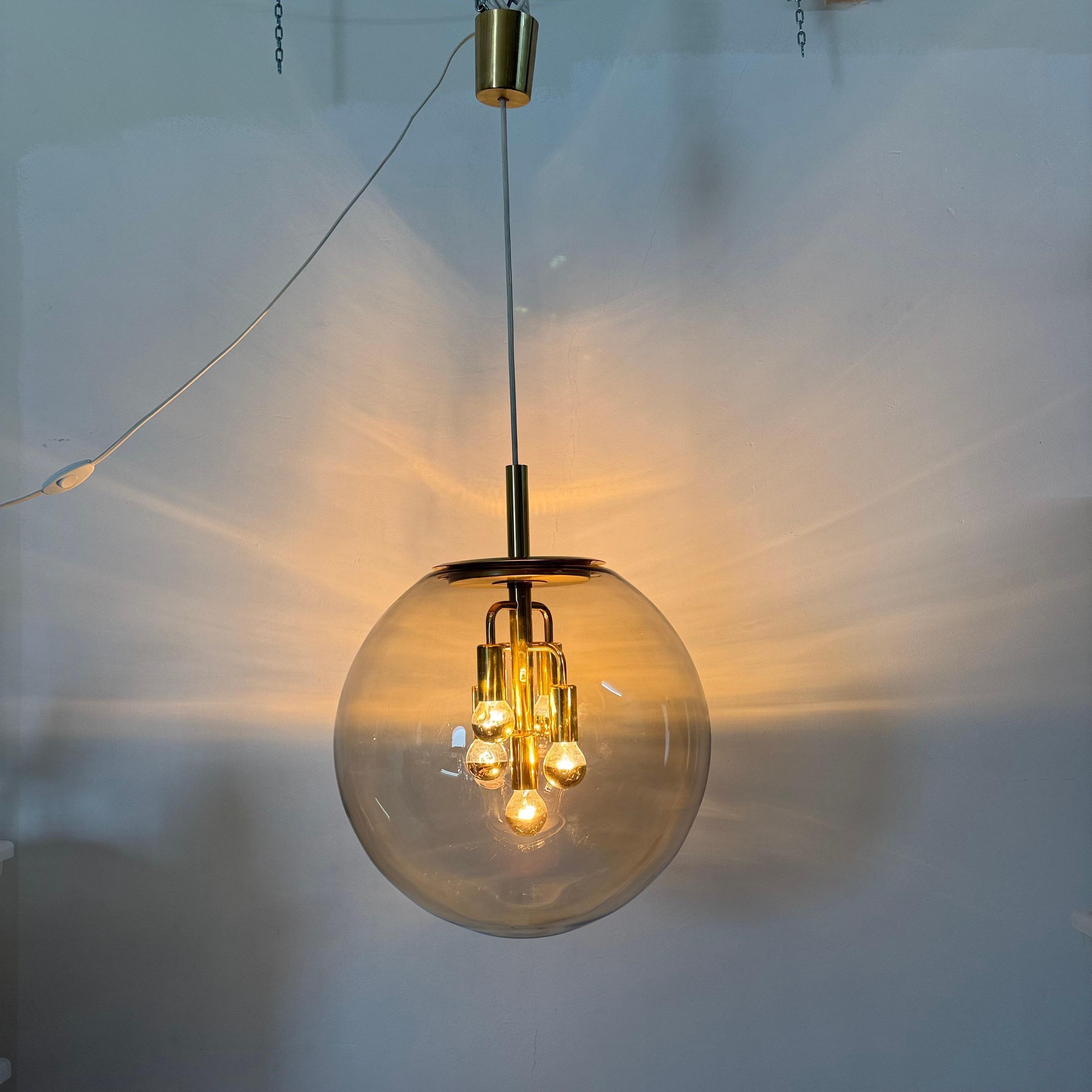 Late 20th Century Doria Leuchten globe glass hanging lamp , 1970s For Sale