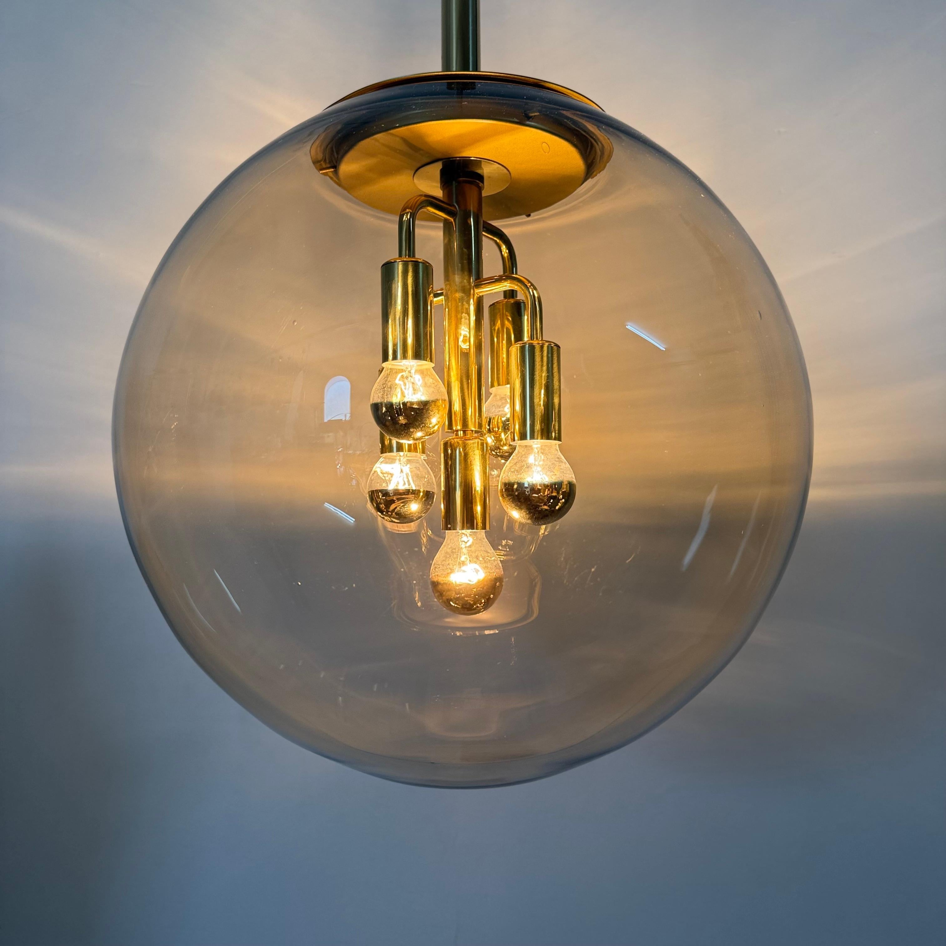Doria Leuchten globe glass hanging lamp , 1970s For Sale 2