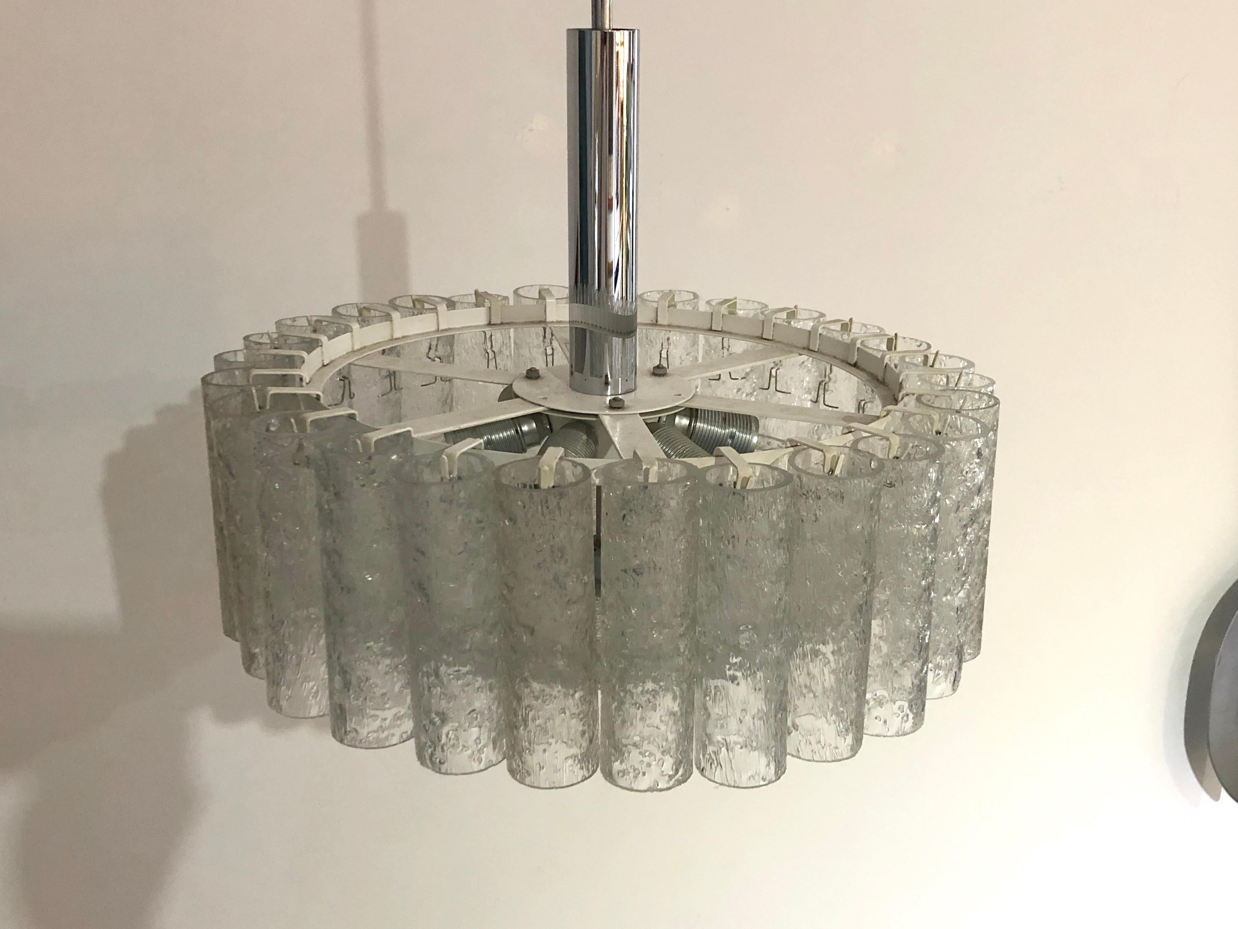 Mid-Century Modern Doria Leuchten Ice Glass Chandelier