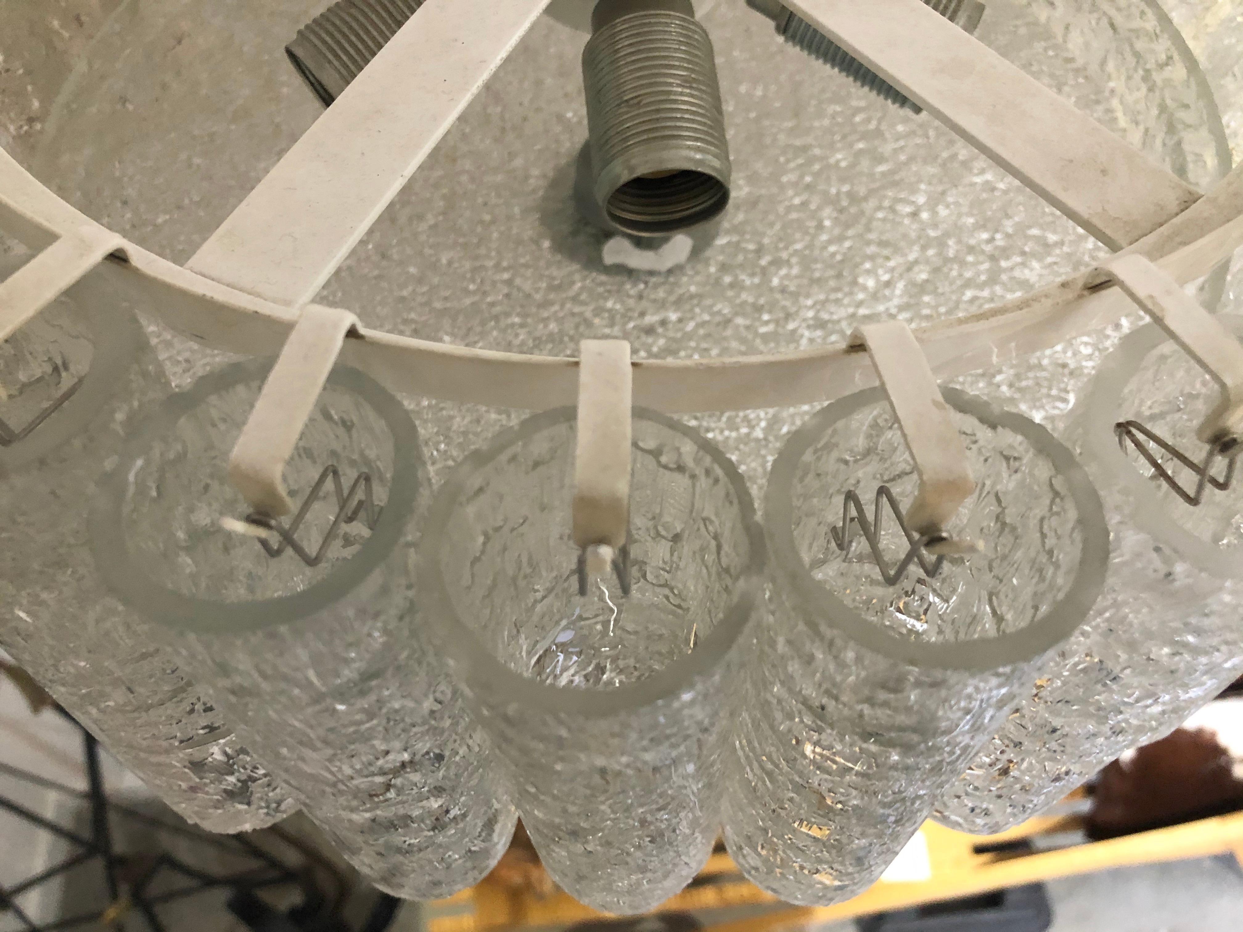 Doria Leuchten Ice Glass Chandelier In Good Condition In West Palm Beach, FL