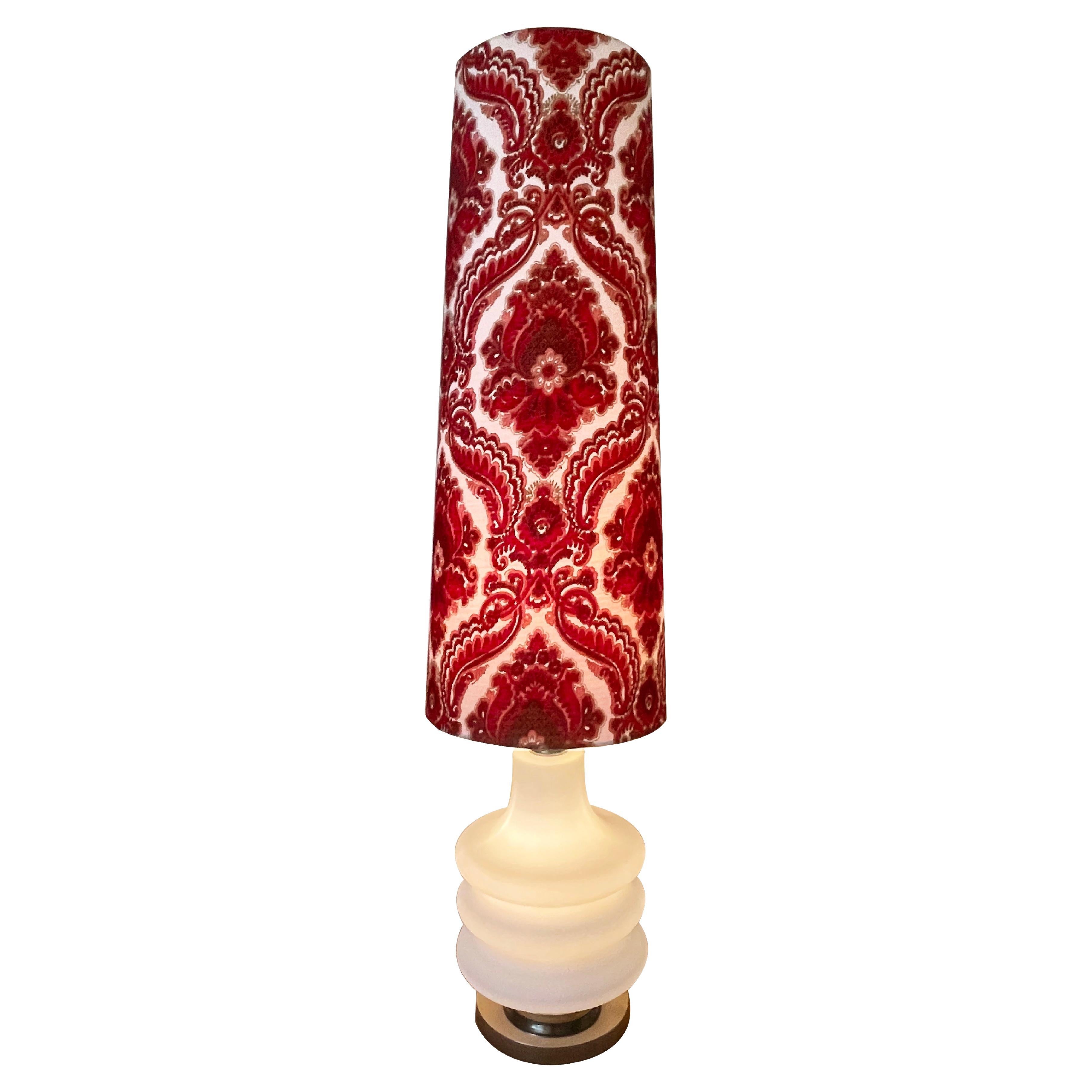 Doria Leuchten Large White and Red Glass Mid-Century Floor Lamp Baroque, Germany