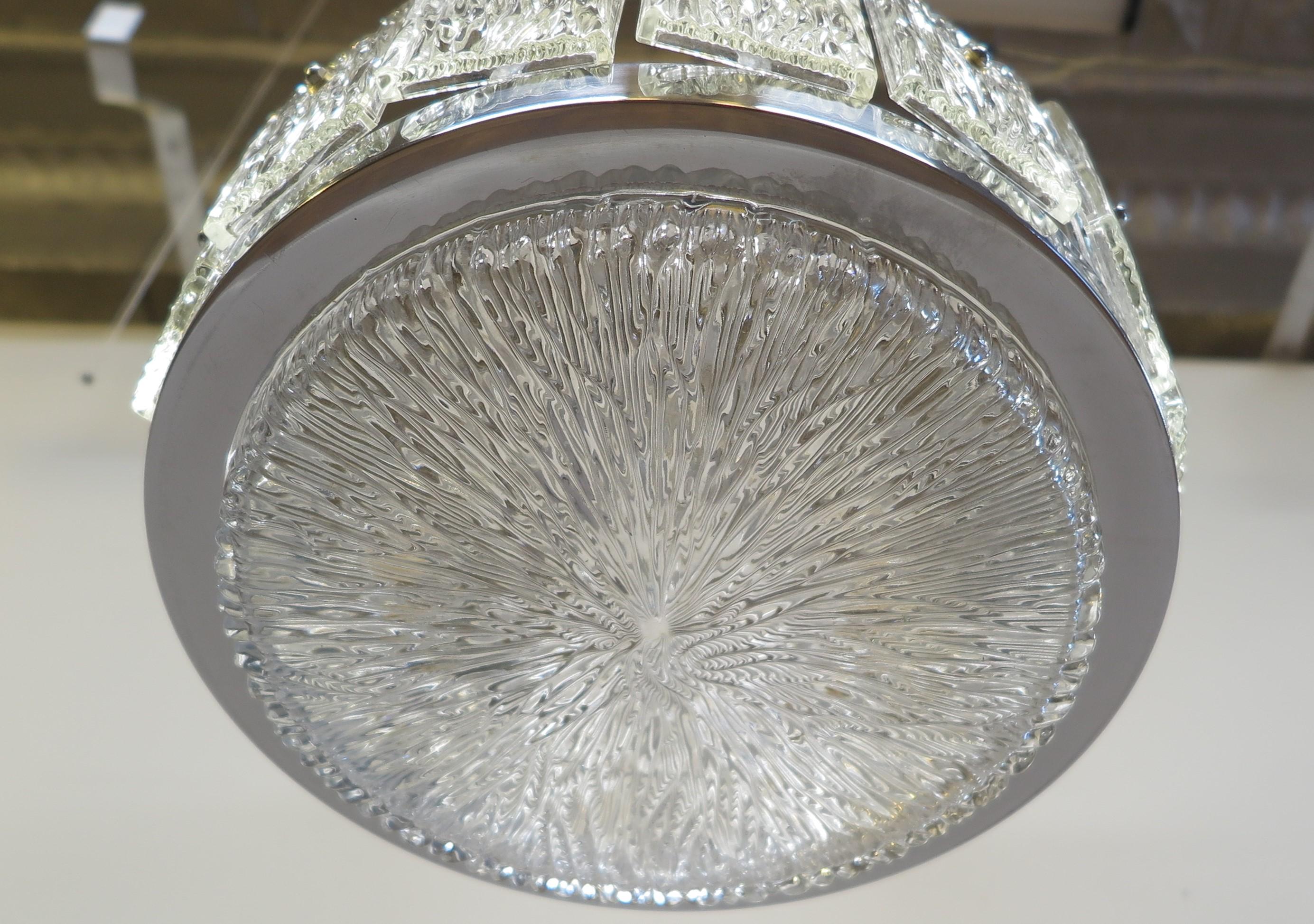  Doria Leuchten Mid Century Glas Pendelleuchte  im Zustand „Gut“ im Angebot in New York, NY