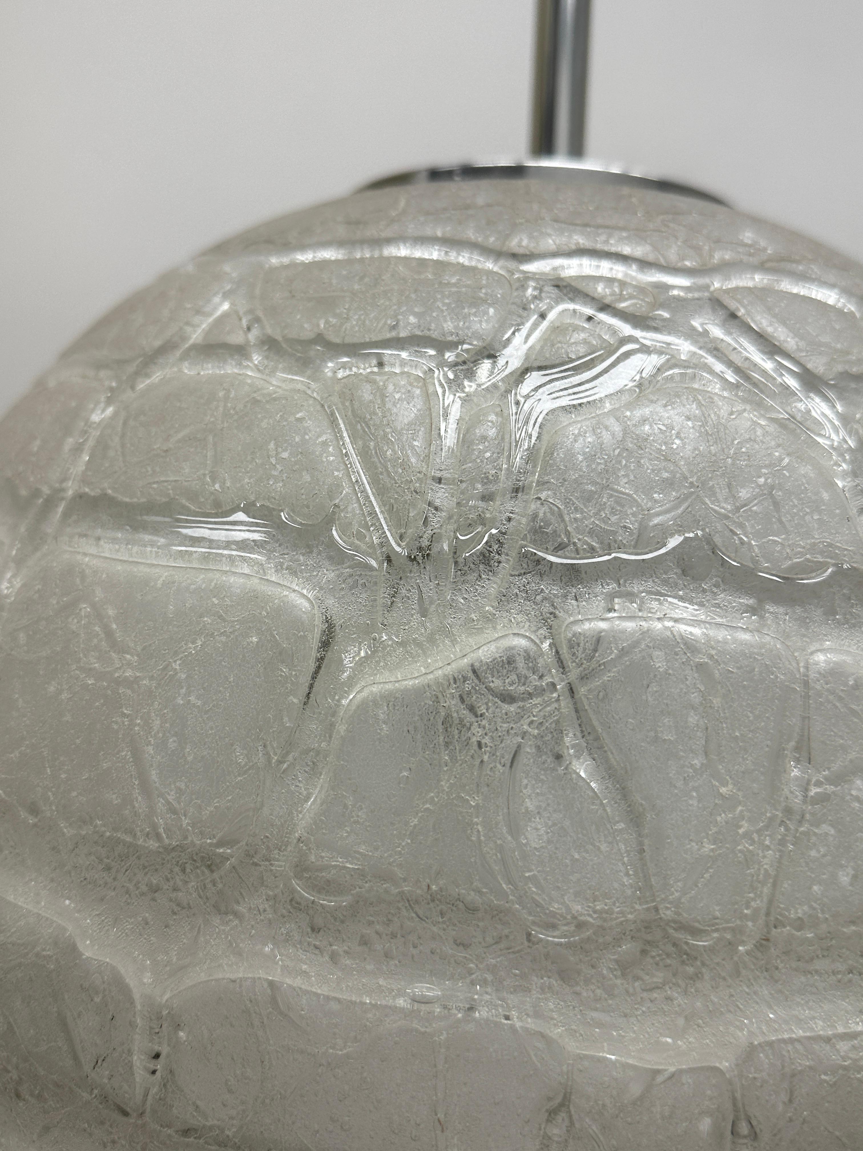 Doria Leuchten Vintage, 1960s Snowball Murano Glass Globe German Pendant Light For Sale 5