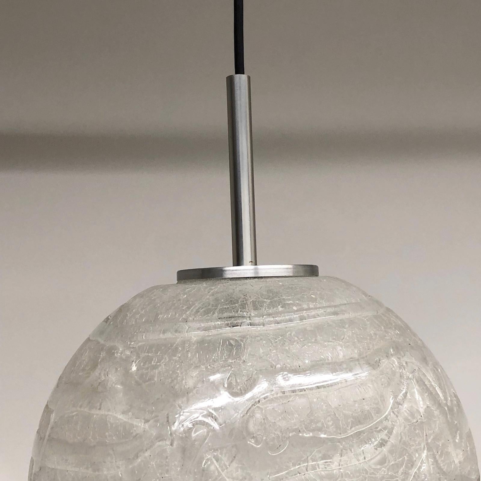 Doria Leuchten Vintage, 1960s Snowball Murano Glass Globe German Pendant Light In Good Condition In Nuernberg, DE