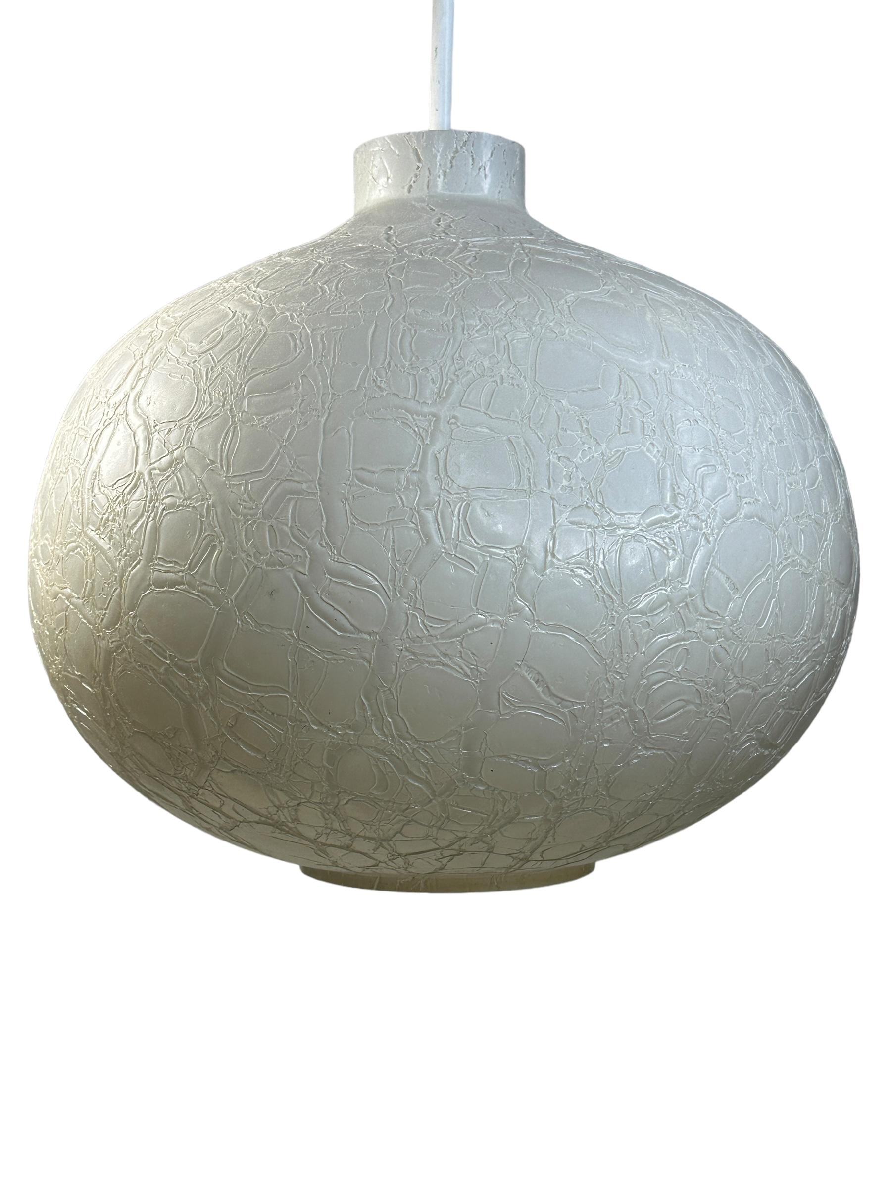 Doria Leuchten Vintage, 1960s Snowball Murano Glass Globe German Pendant Light In Good Condition For Sale In Nuernberg, DE