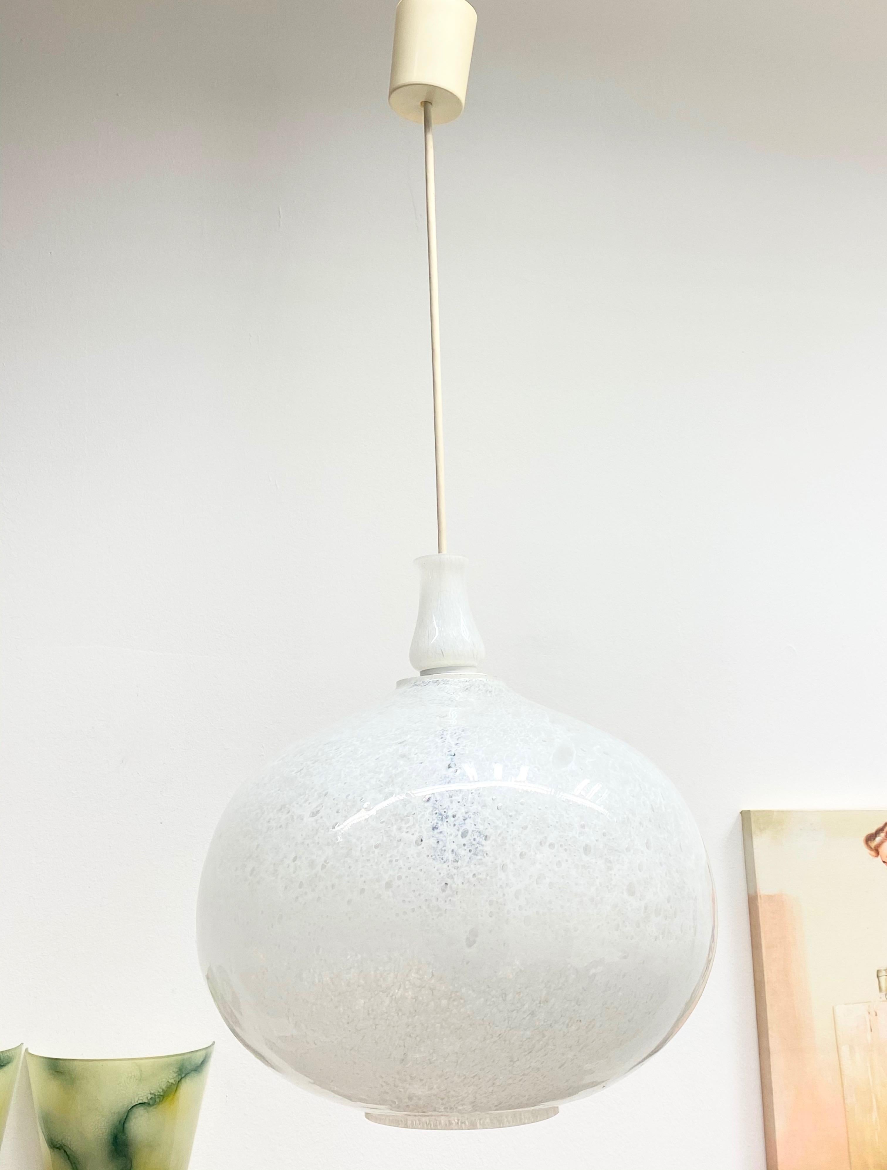 Doria Leuchten Vintage, 1970s Snowball Murano Glass Globe German Pendant Light 3