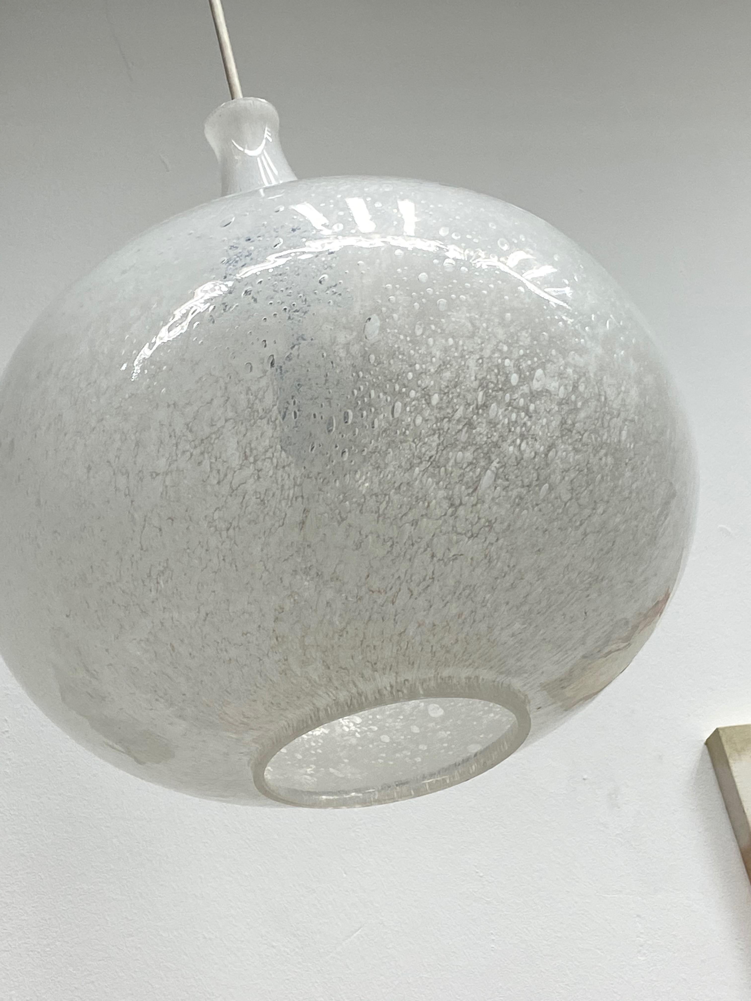 Mid-Century Modern Doria Leuchten Vintage, 1970s Snowball Murano Glass Globe German Pendant Light