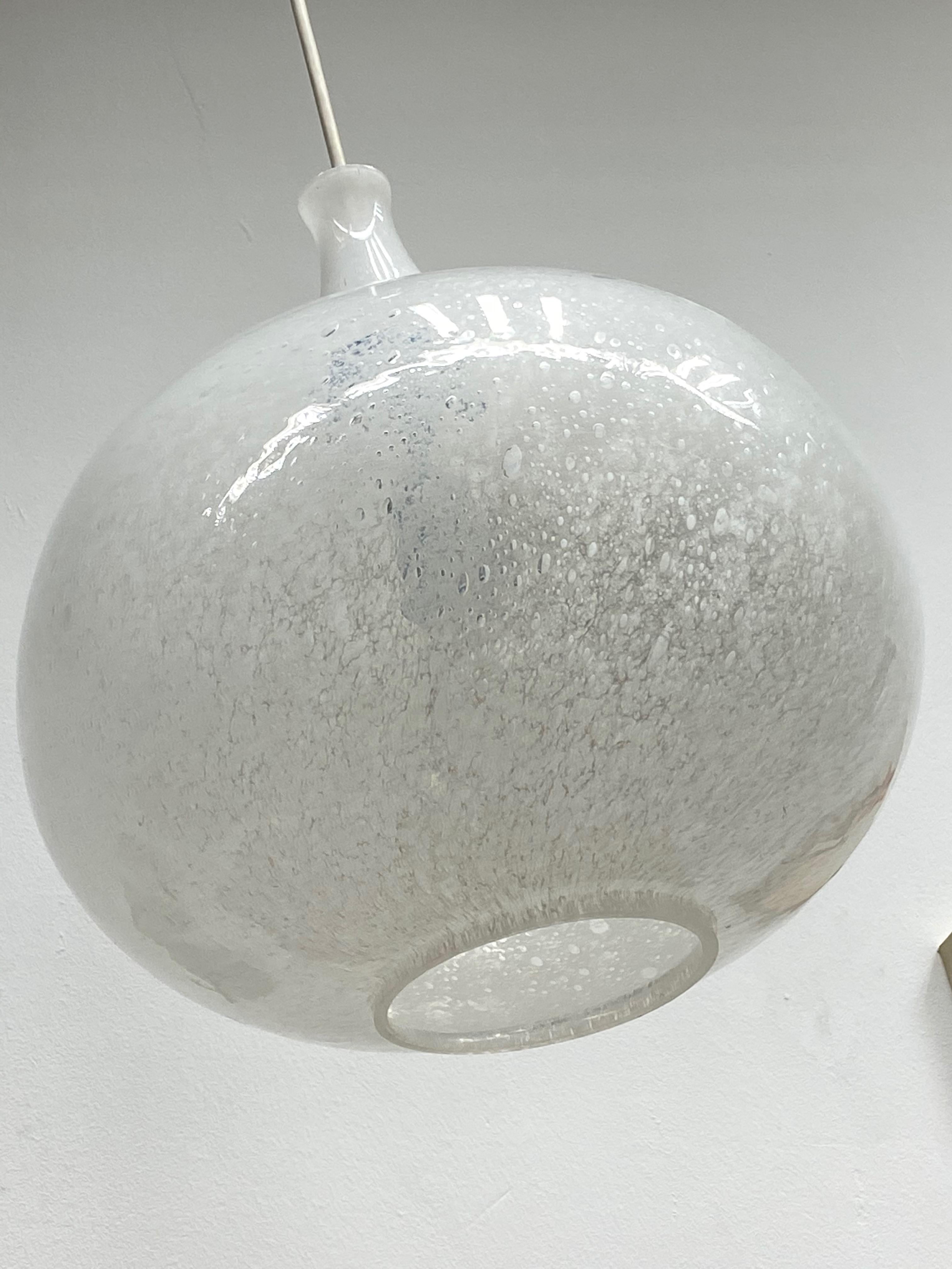 Late 20th Century Doria Leuchten Vintage, 1970s Snowball Murano Glass Globe German Pendant Light