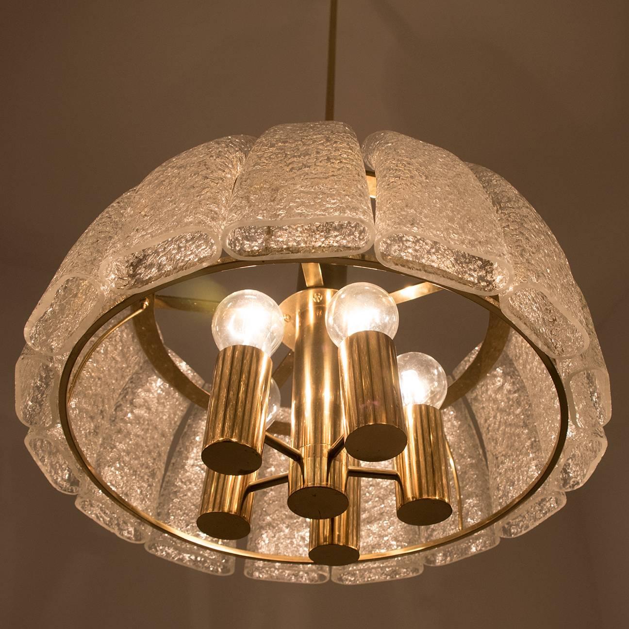 Mid-Century Modern Doria Light Fixtures, One Chandelier and Two Wall Sconces For Sale