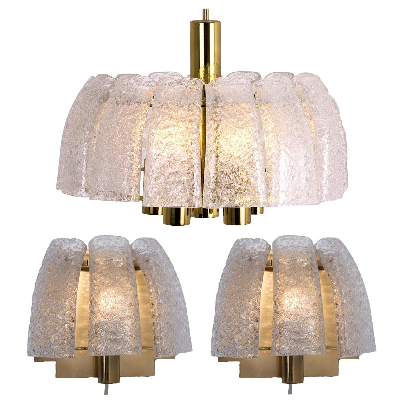 Doria Light Fixtures, One Chandelier and Two Wall Sconces