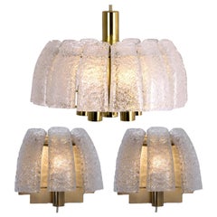 Used Doria Light Fixtures, One Chandelier and Two Wall Sconces