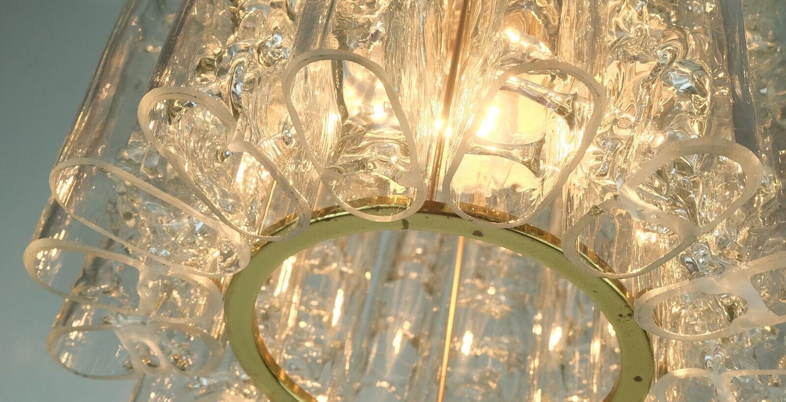 Milieu du XXe siècle doria mid century PENDANT LIGHT chandelier avec 16 tubes en verre 1960s  en vente