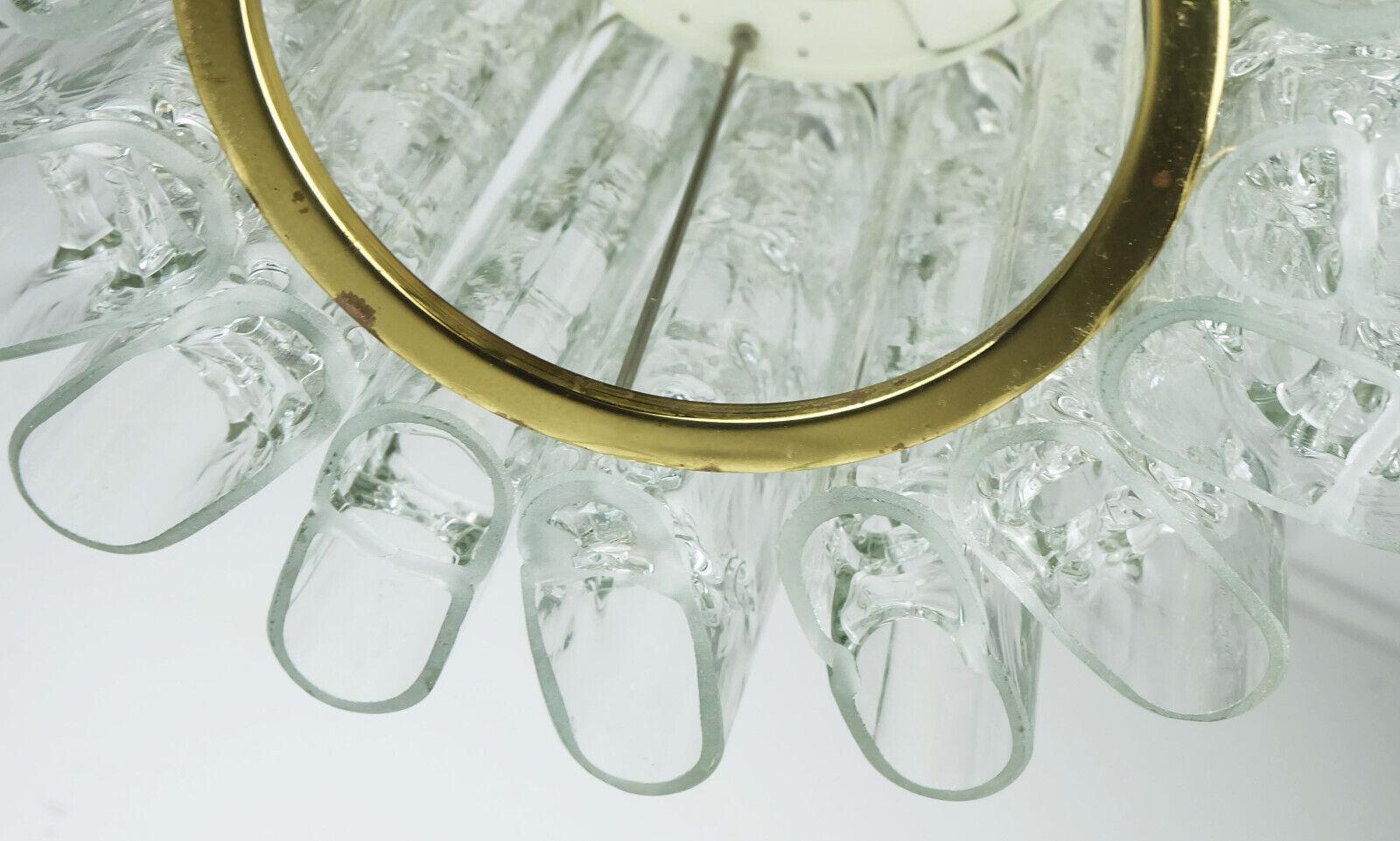 PENDANT LIGHT-Kronleuchter aus der Mitte des Jahrhunderts mit 16 Glasröhren, 1960er Jahre  (Messing) im Angebot