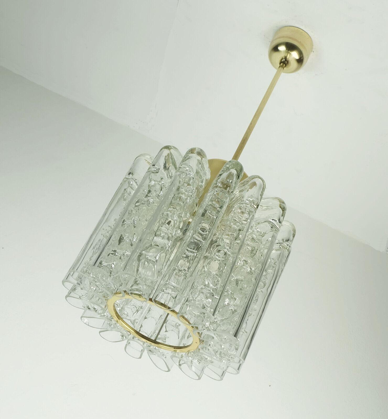 doria mid century PENDANT LIGHT chandelier with 16 glass tubes 1960s For Sale 1